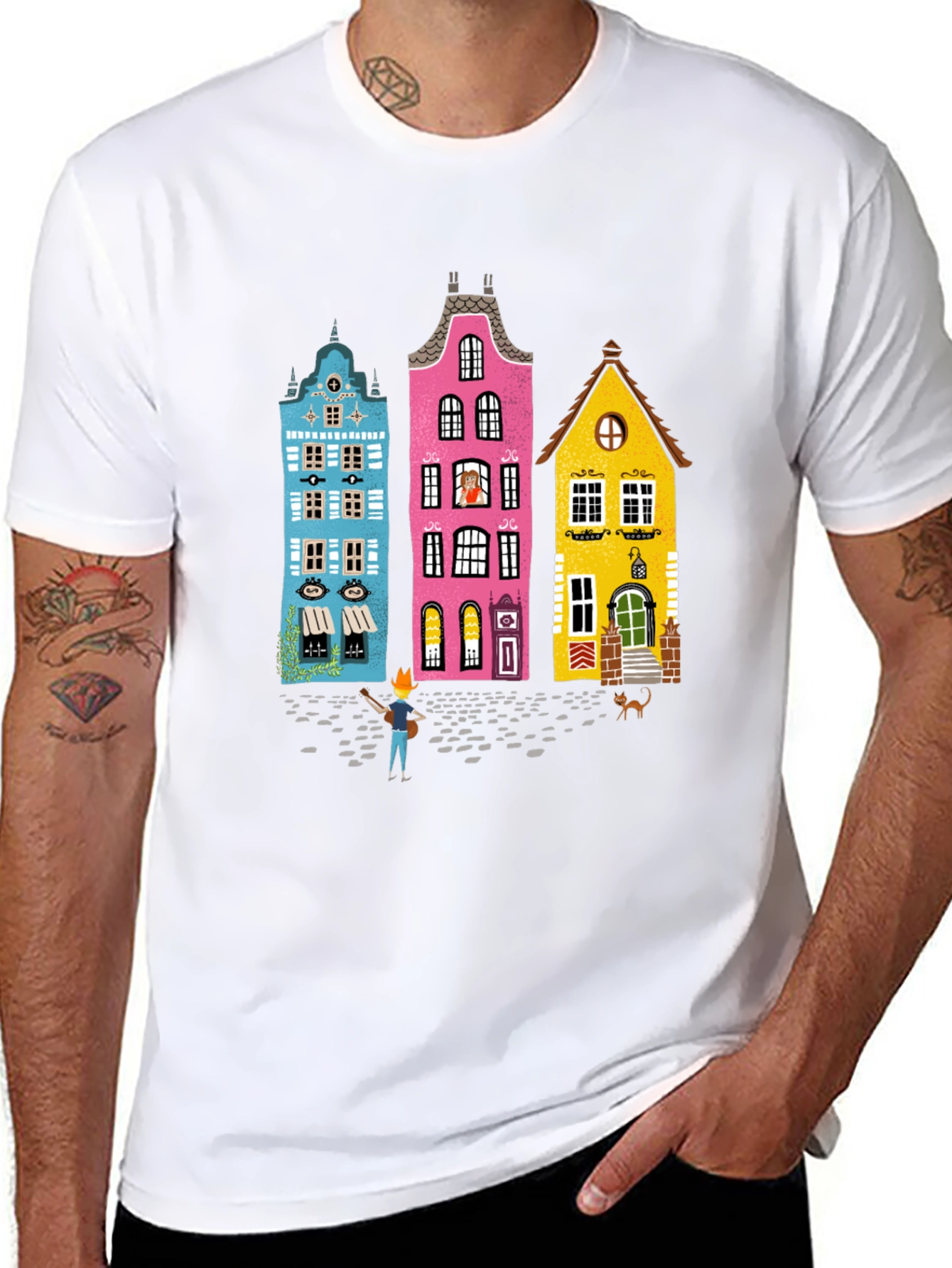Whimsical Amsterdam House Graphic Tee