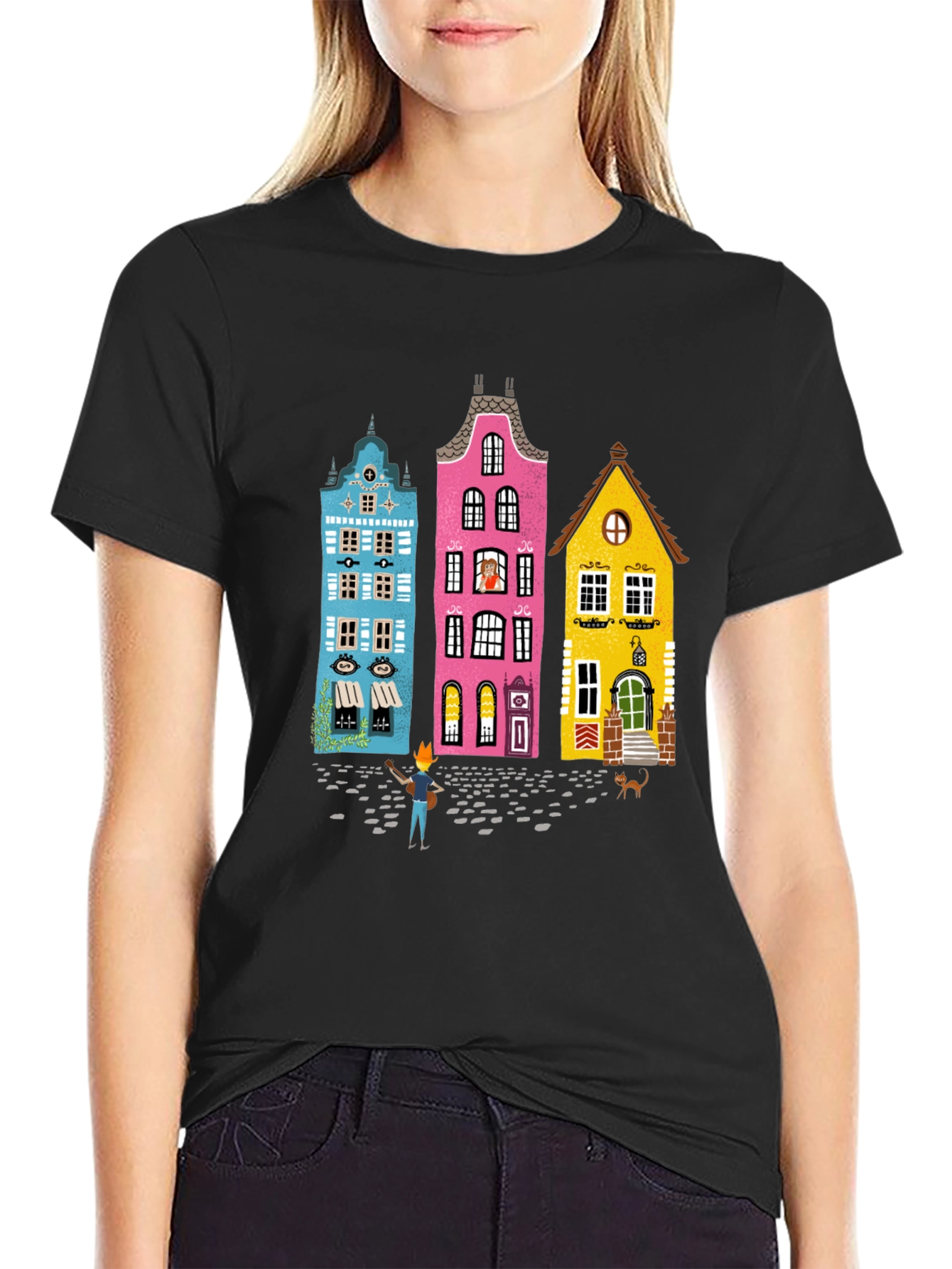 Whimsical Amsterdam House Graphic Tee