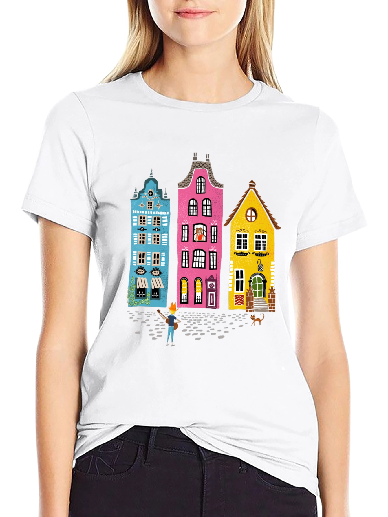 Whimsical Amsterdam House Graphic Tee