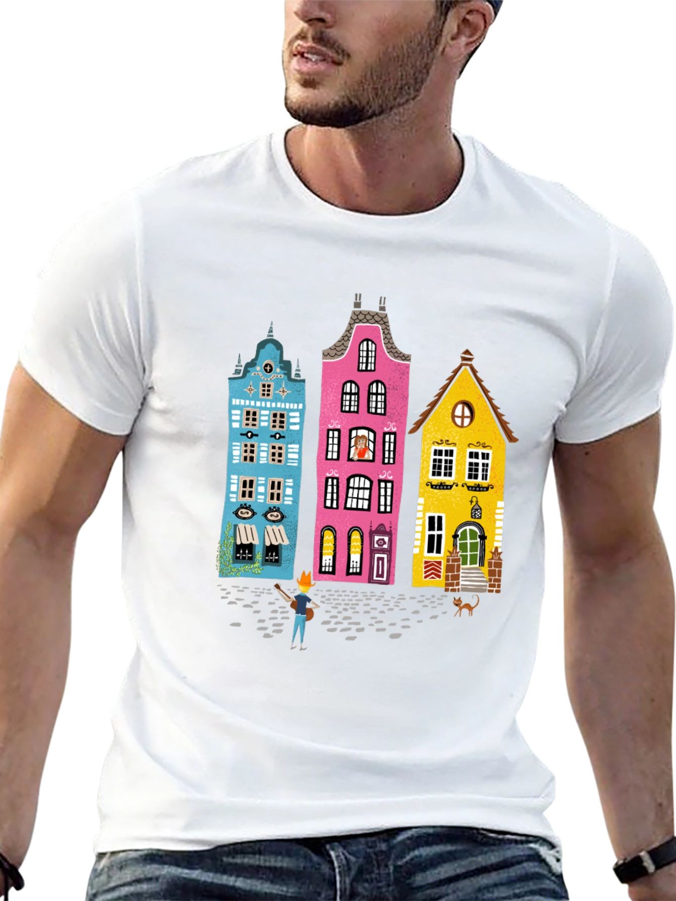 Whimsical Amsterdam House Graphic Tee