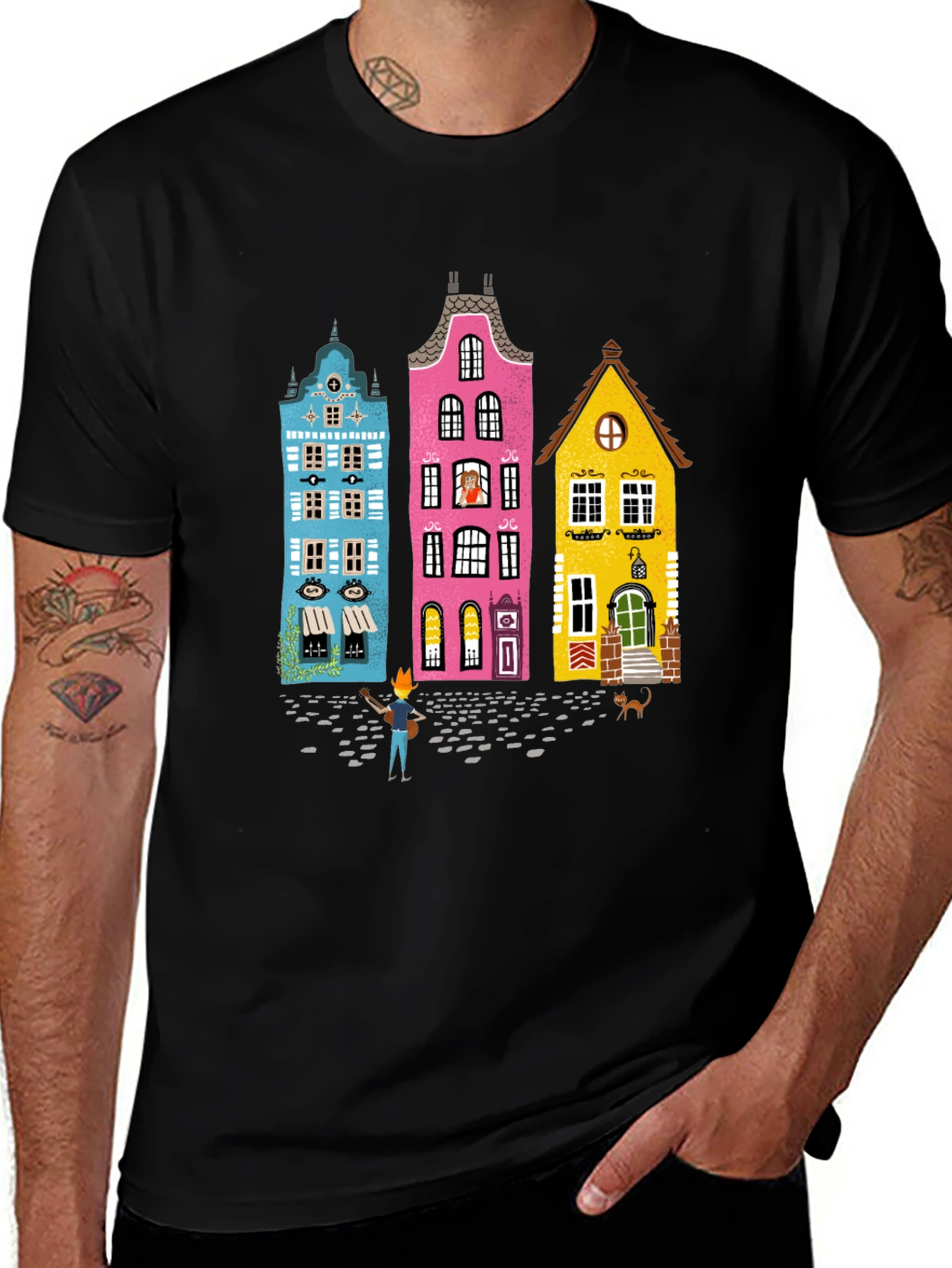 Whimsical Amsterdam House Graphic Tee