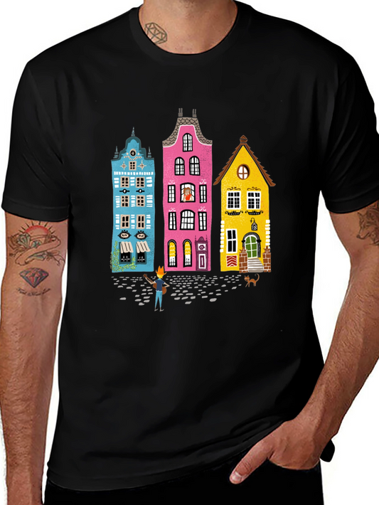 Whimsical Amsterdam House Graphic Tee