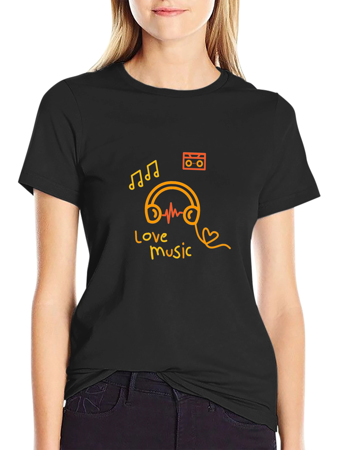 Love Music Black Graphic Tee