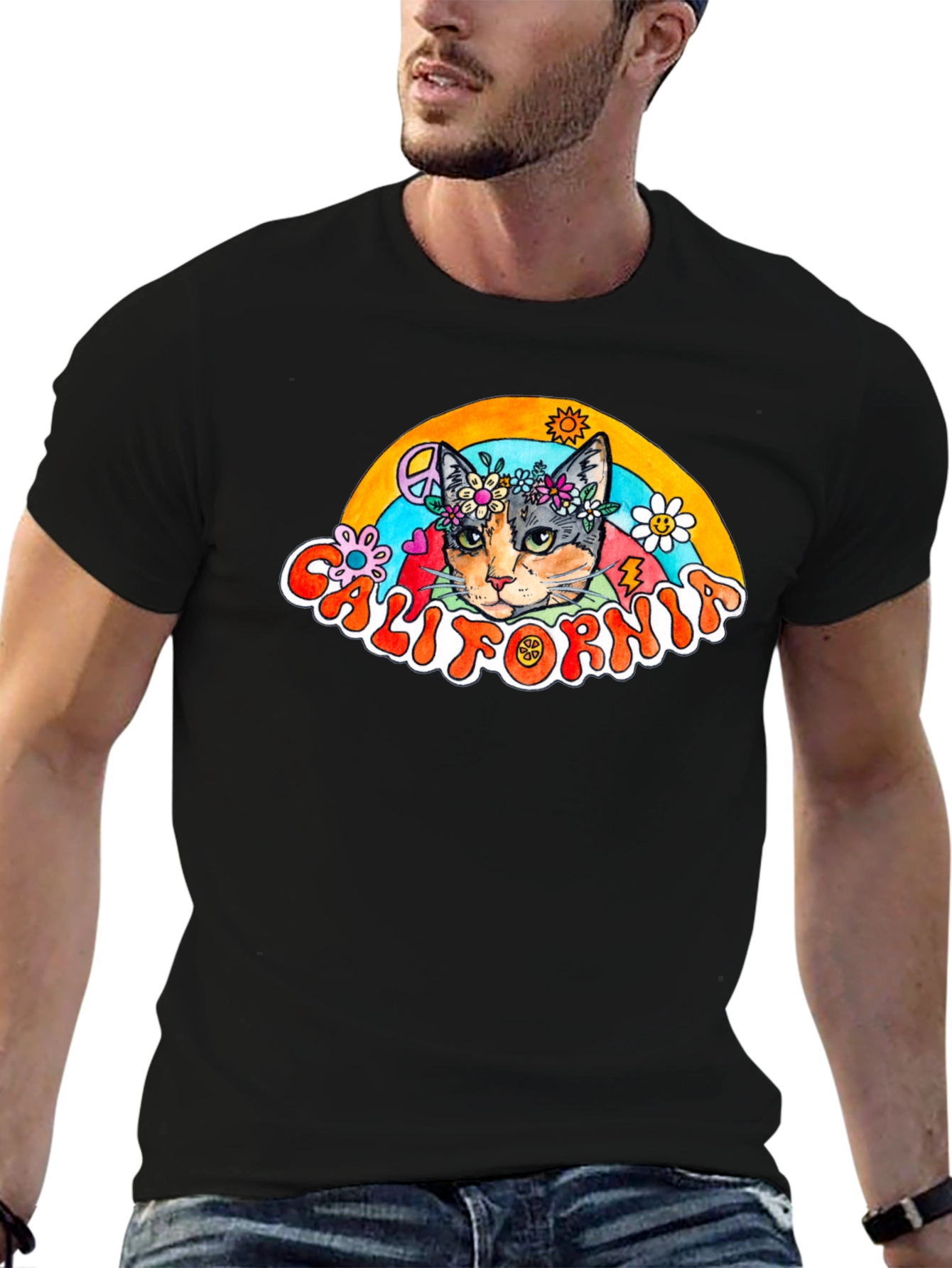 California Cat Peace Sign T-Shirt