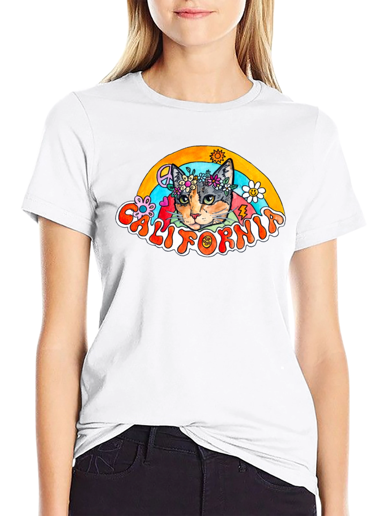 California Cat Peace Sign T-Shirt