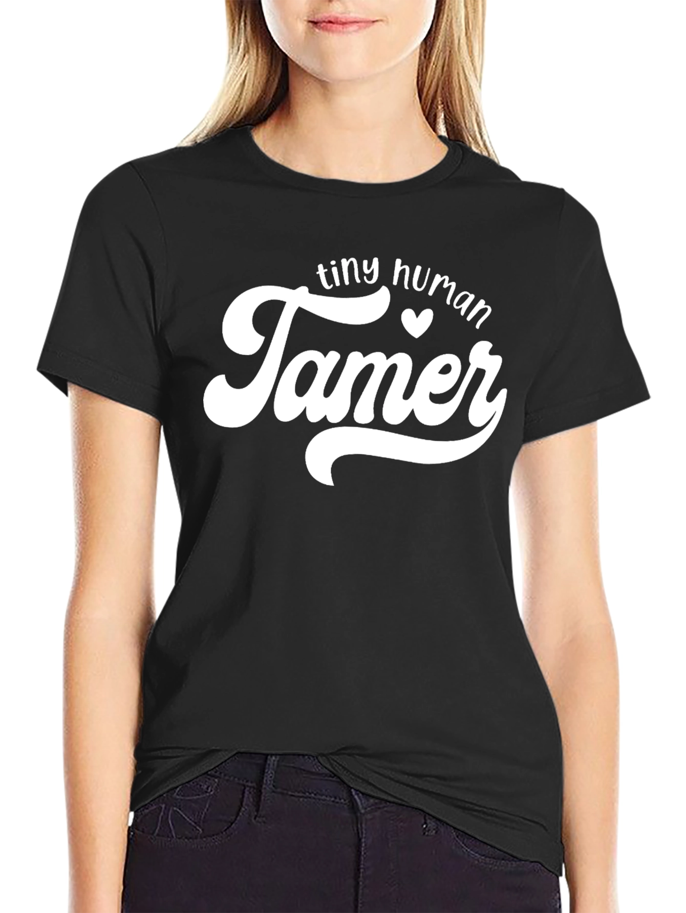 Tiny Human Tamer Graphic Tee - Black Cotton T-Shirt