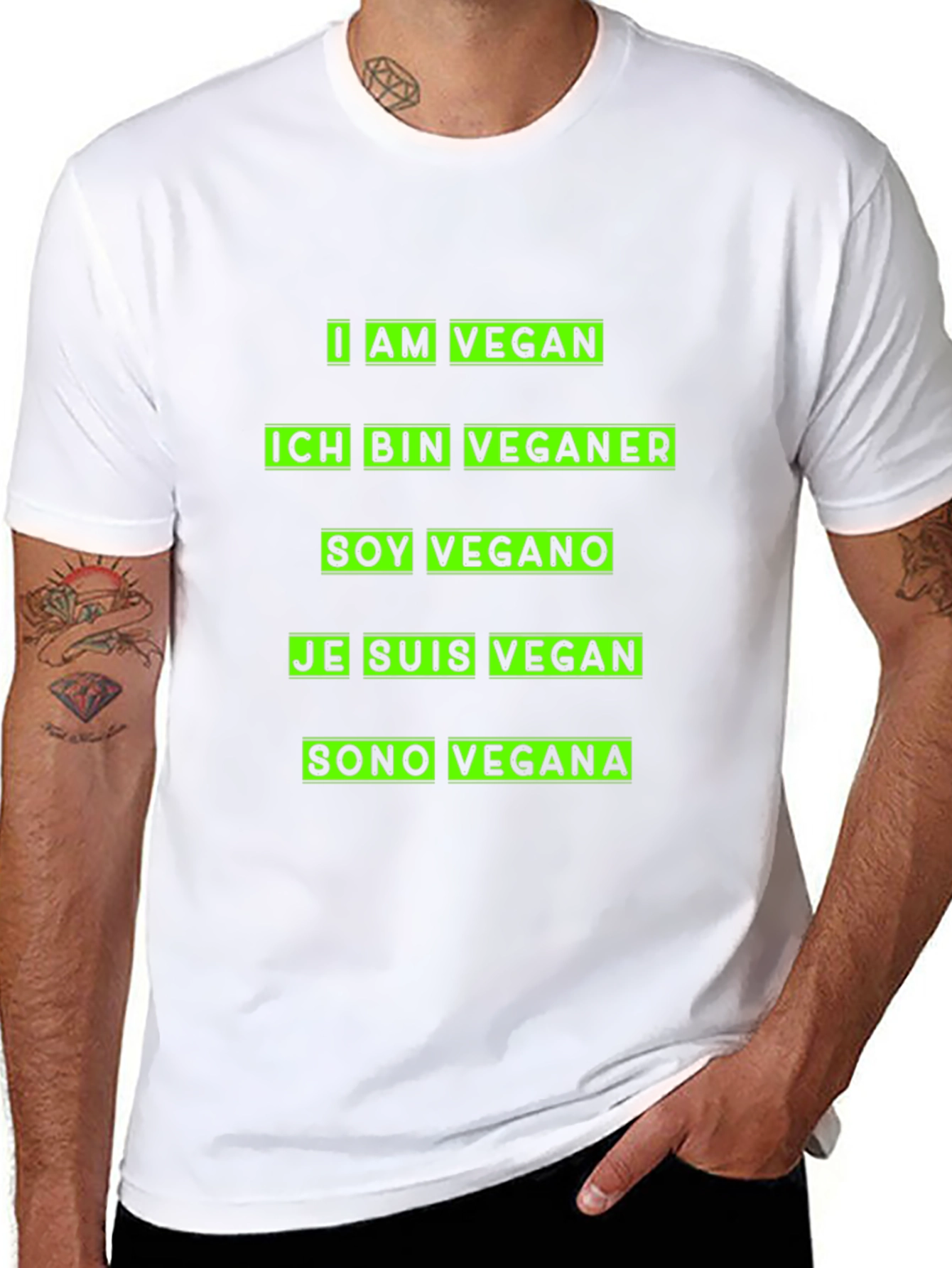 I Am Vegan T-Shirt - Multi-Language Vegan Pride