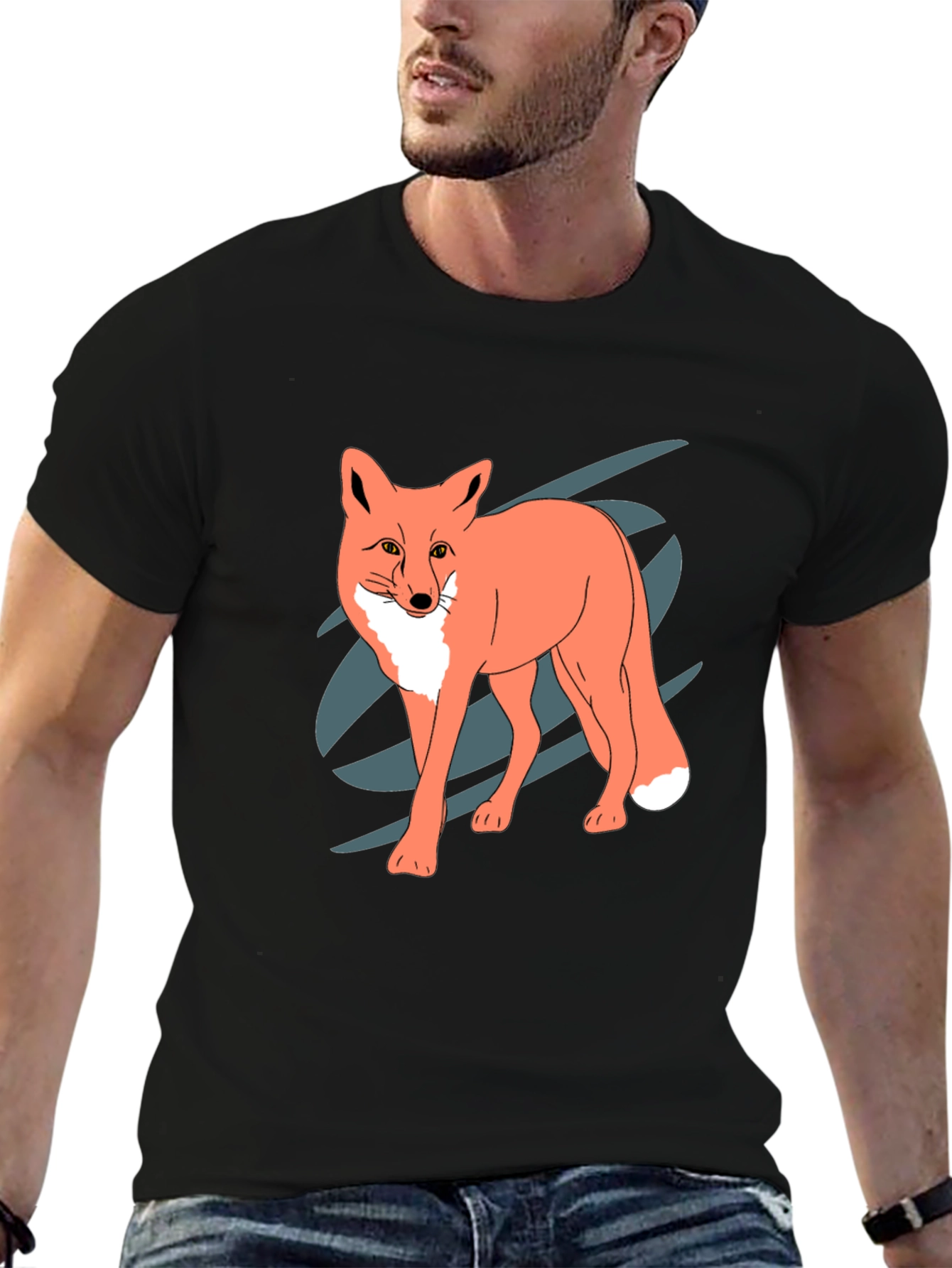 Cool Fox Graphic Black T-Shirt