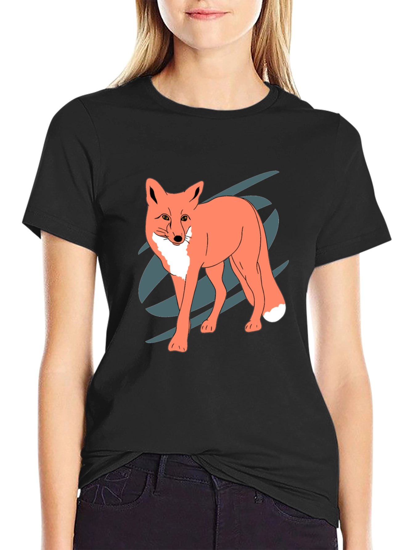 Cool Fox Graphic Black T-Shirt