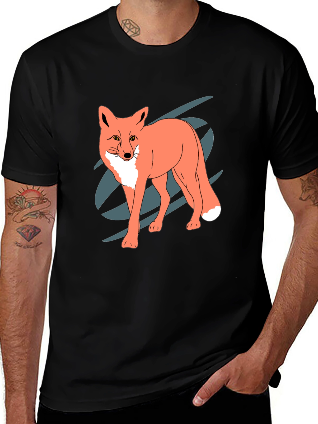 Cool Fox Graphic Black T-Shirt