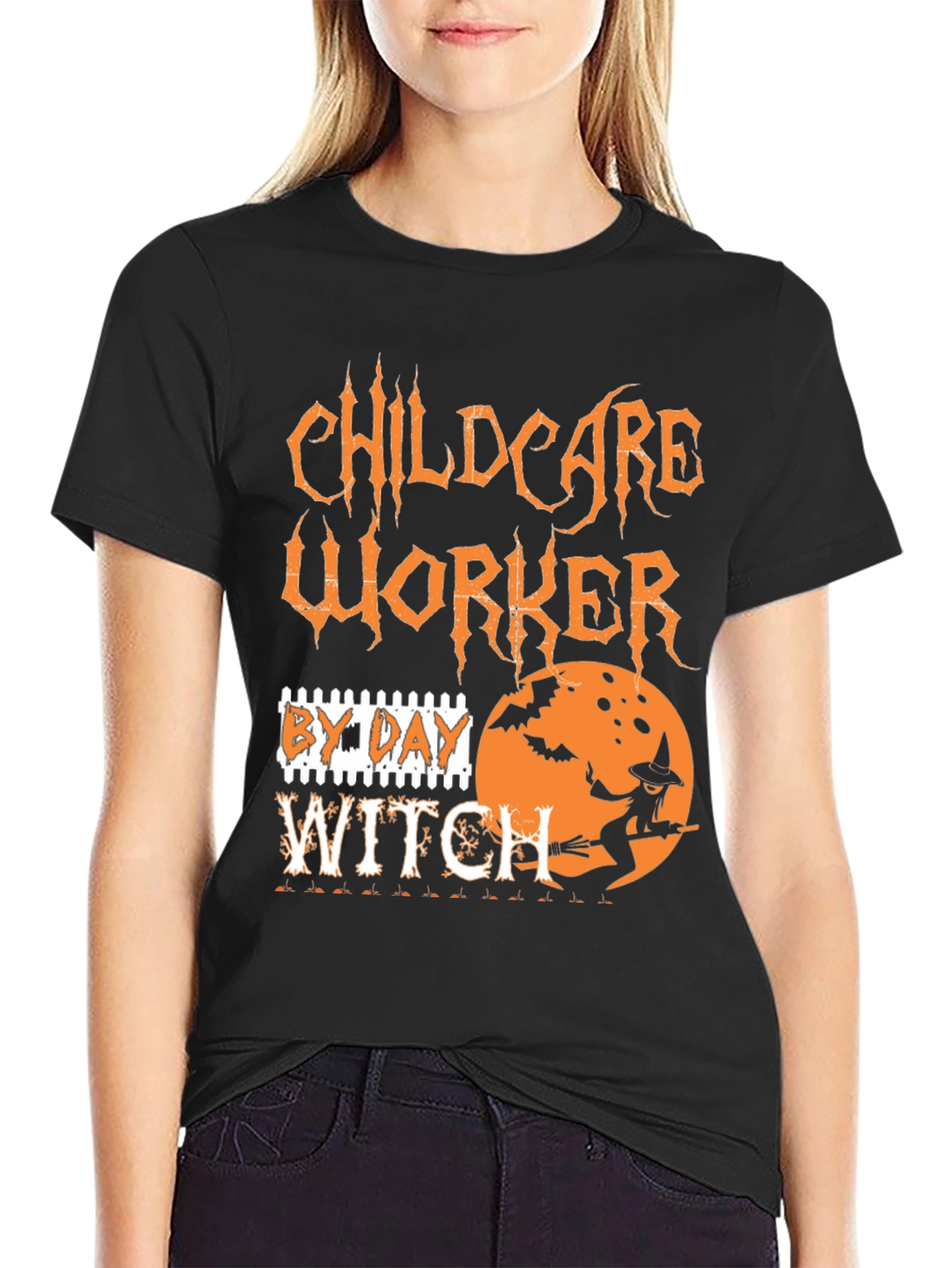 Childcare Worker By Day Witch T-Shirt