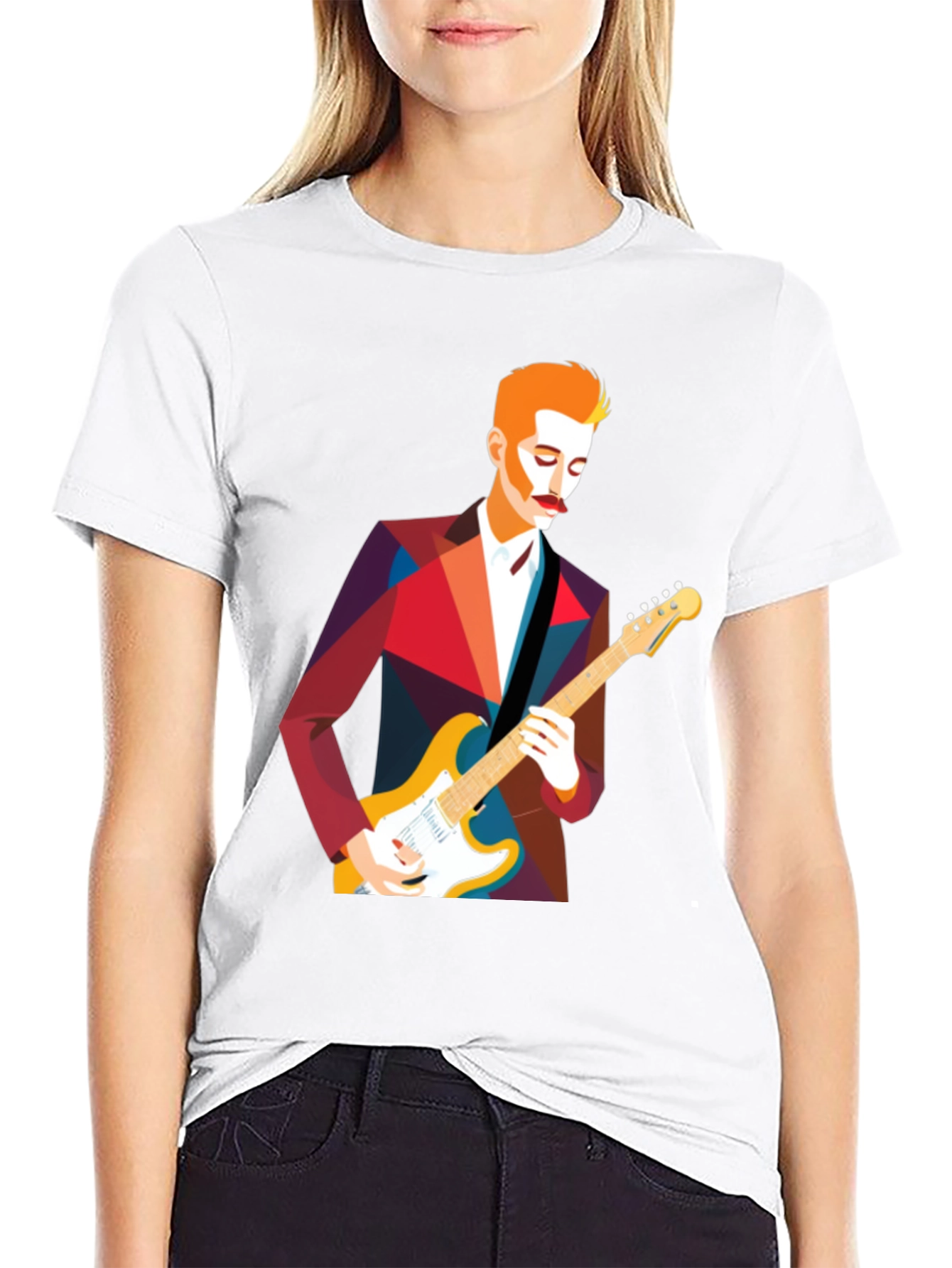 Guitar Man Geometric Graphic Tee