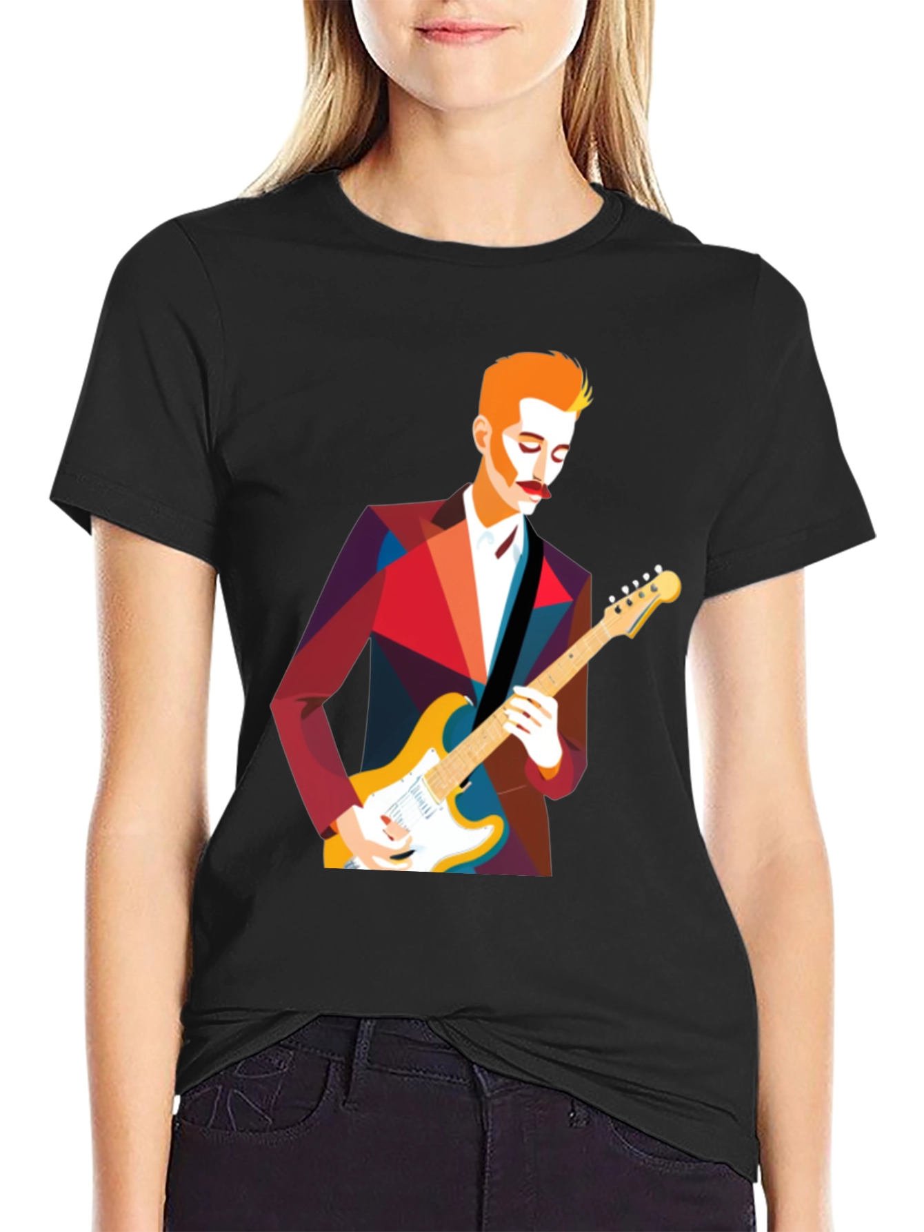 Guitar Man Geometric Graphic Tee