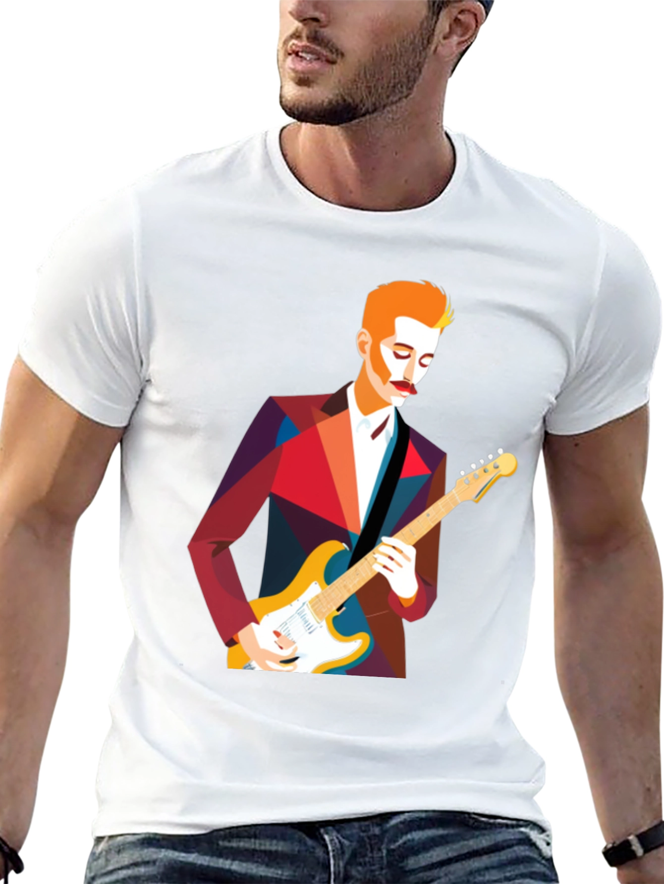 Guitar Man Geometric Graphic Tee