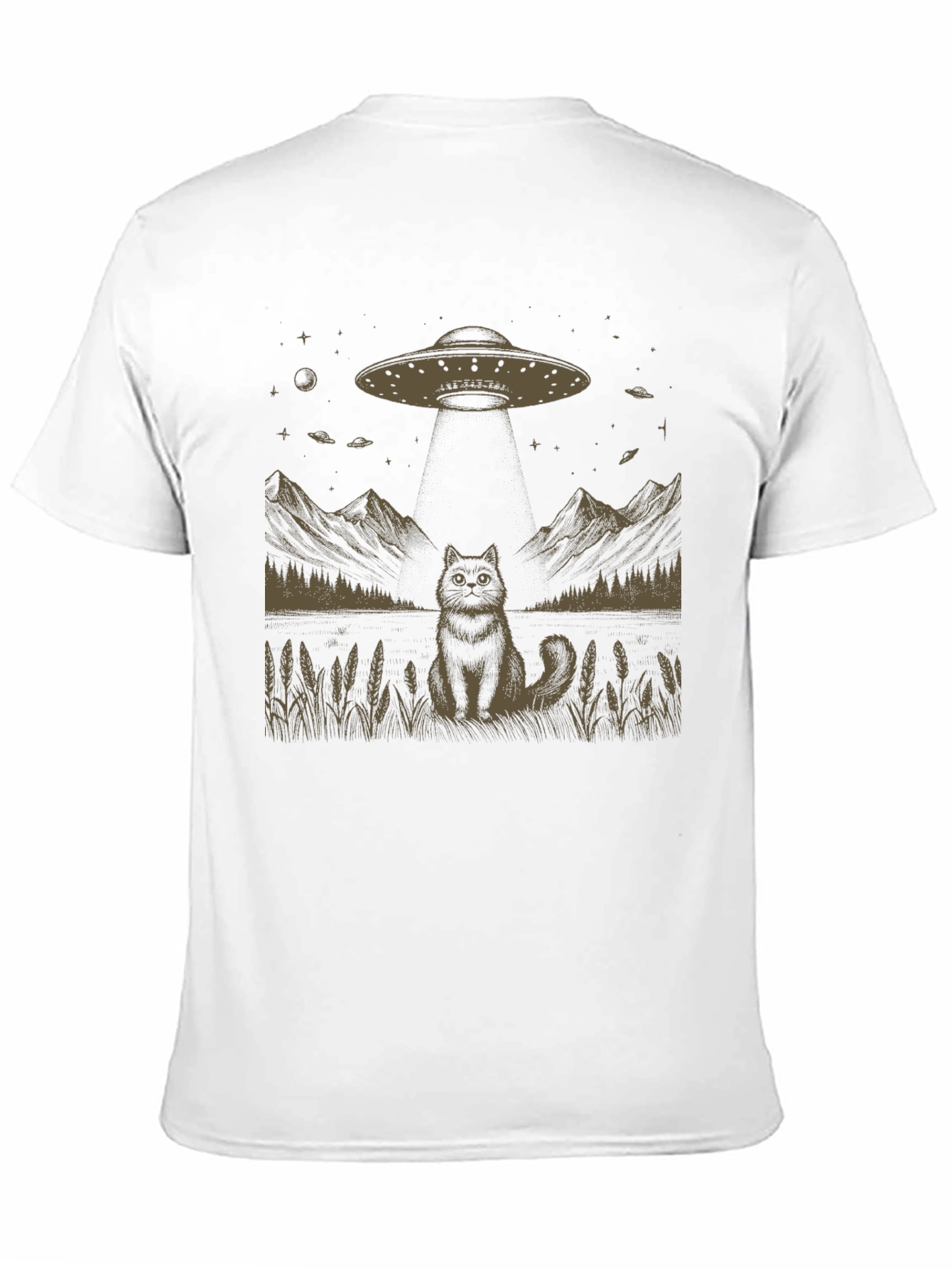 Alien Cat UFO T-Shirt - Funny Sci-Fi Design