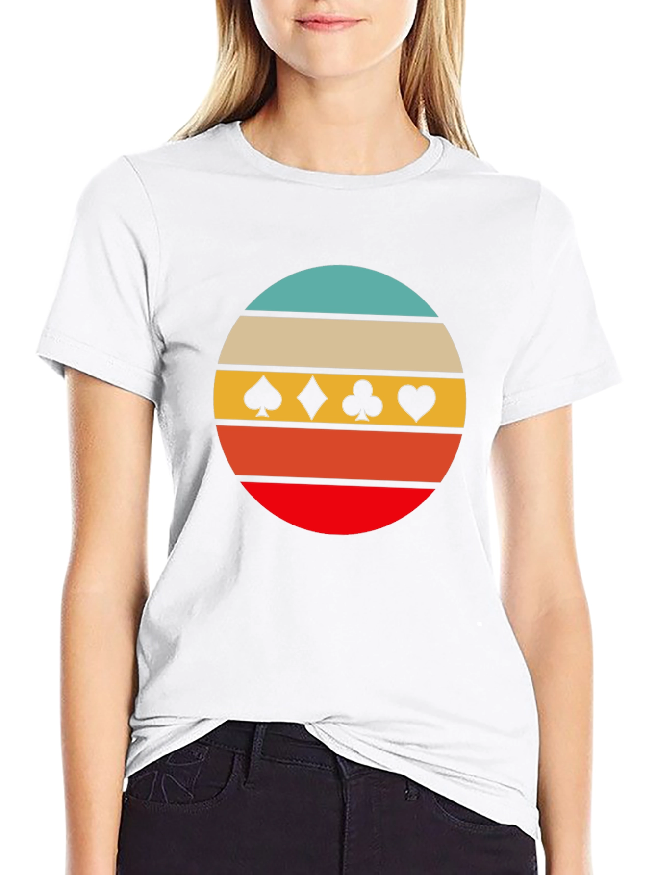 Retro Card Suits Graphic Tee - Black
