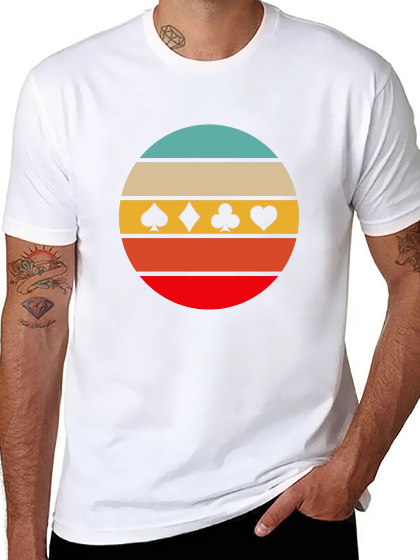 Retro Card Suits Graphic Tee - Black