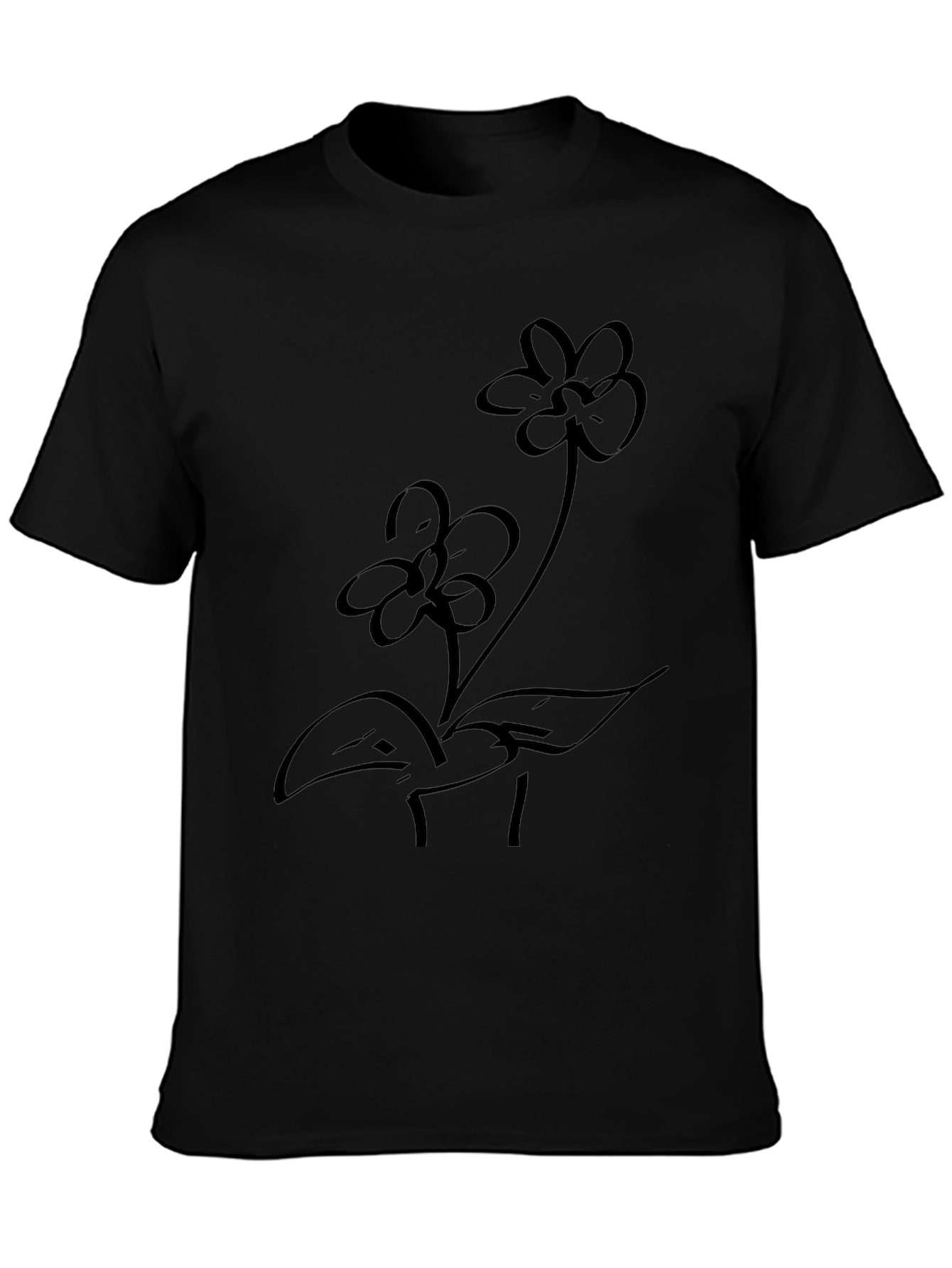 Black Floral Graphic Tee - Casual Comfort