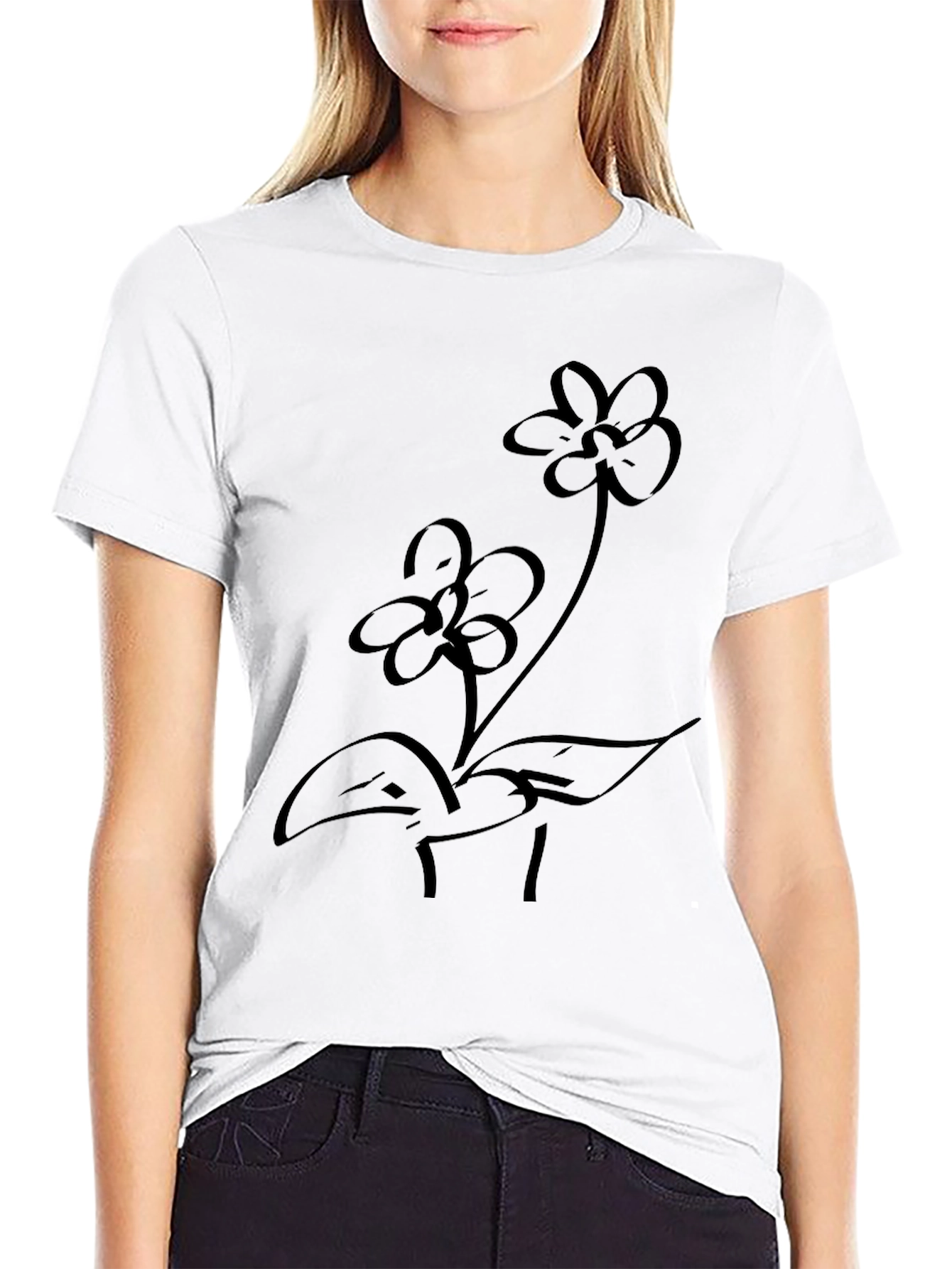 Black Floral Graphic Tee - Casual Comfort