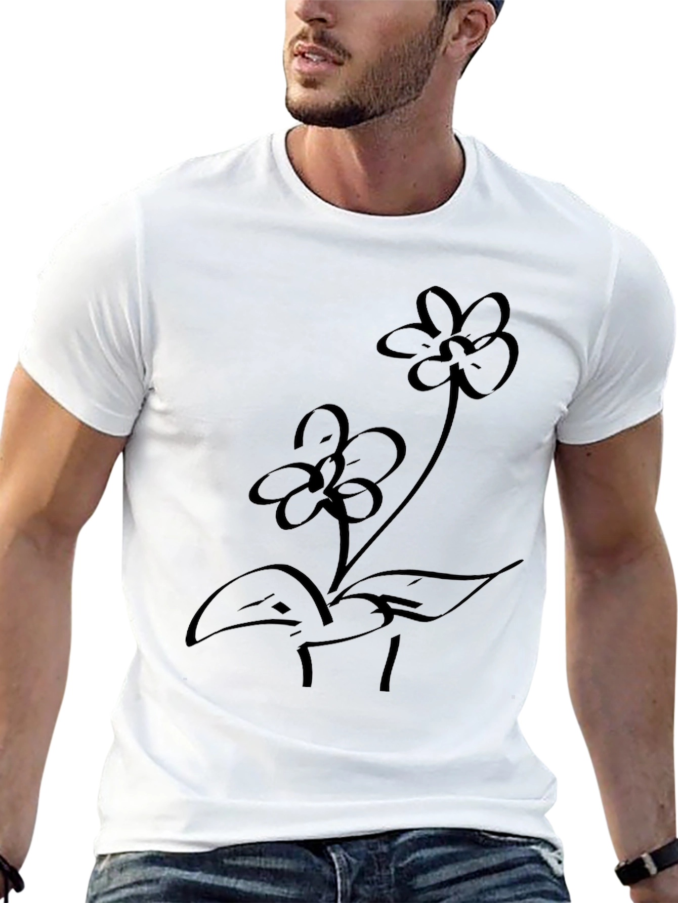 Black Floral Graphic Tee - Casual Comfort