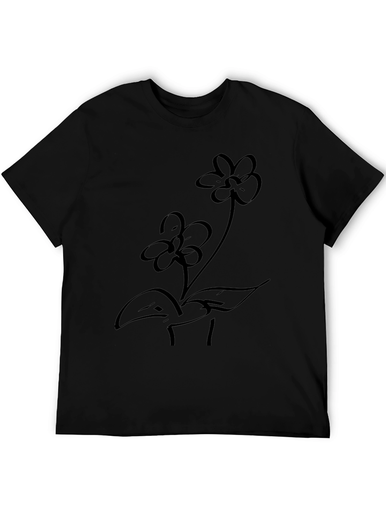 Black Floral Graphic Tee - Casual Comfort