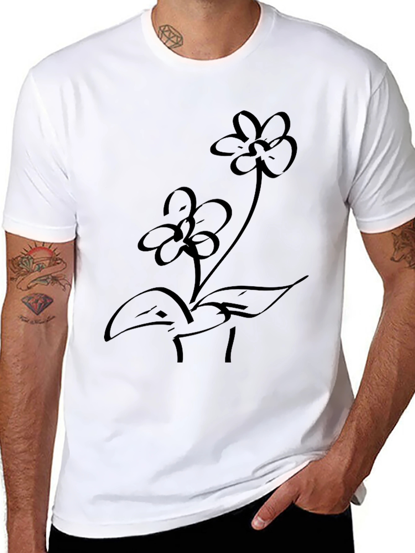Black Floral Graphic Tee - Casual Comfort