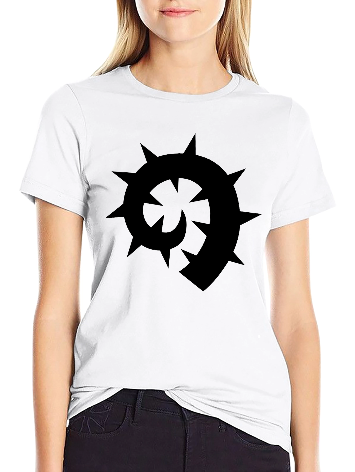 Black T-Shirt with Spiked Spiral Design