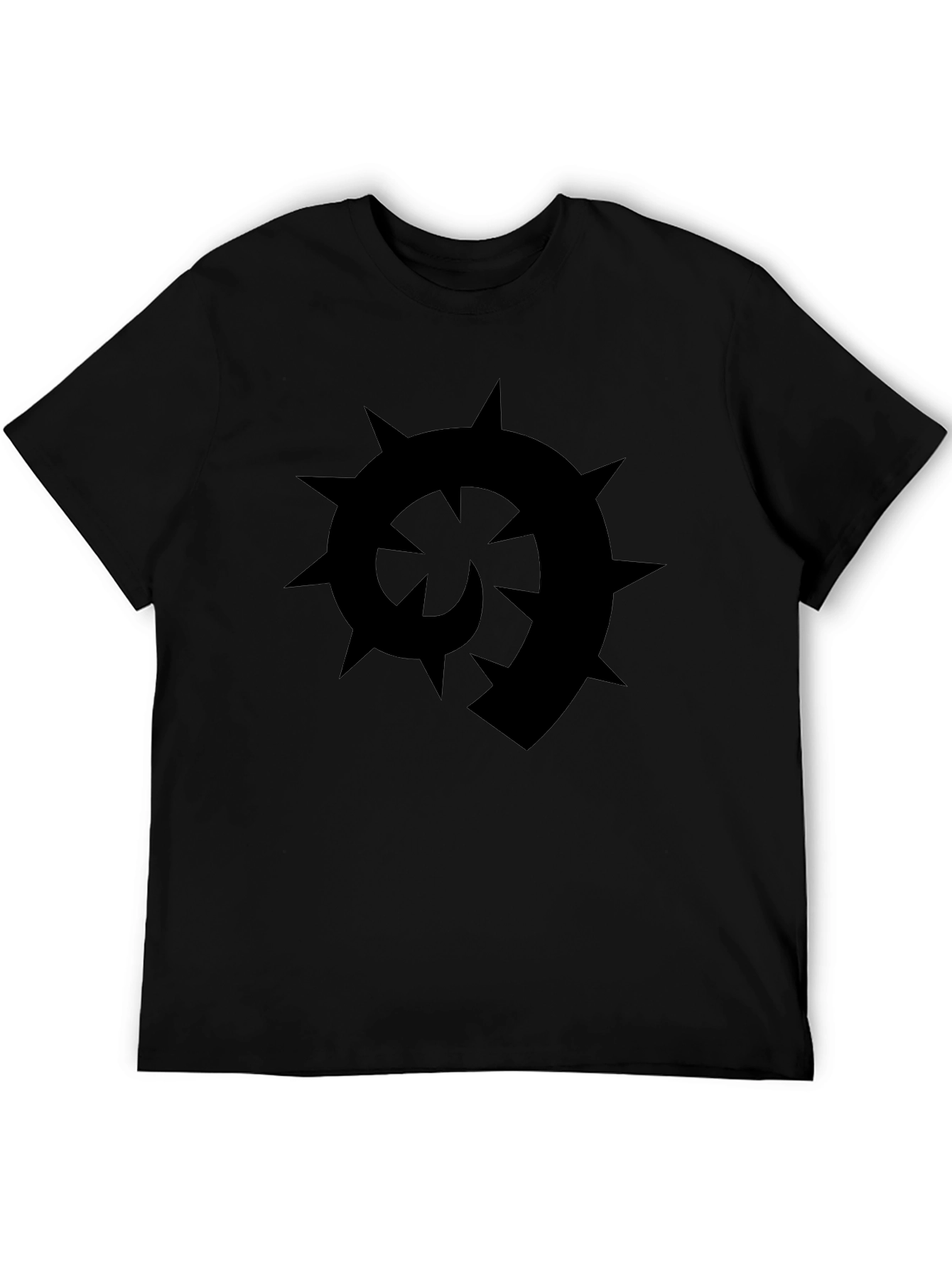 Black T-Shirt with Spiked Spiral Design