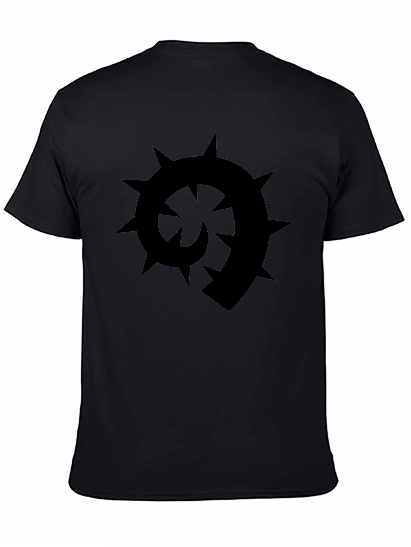 Black T-Shirt with Spiked Spiral Design