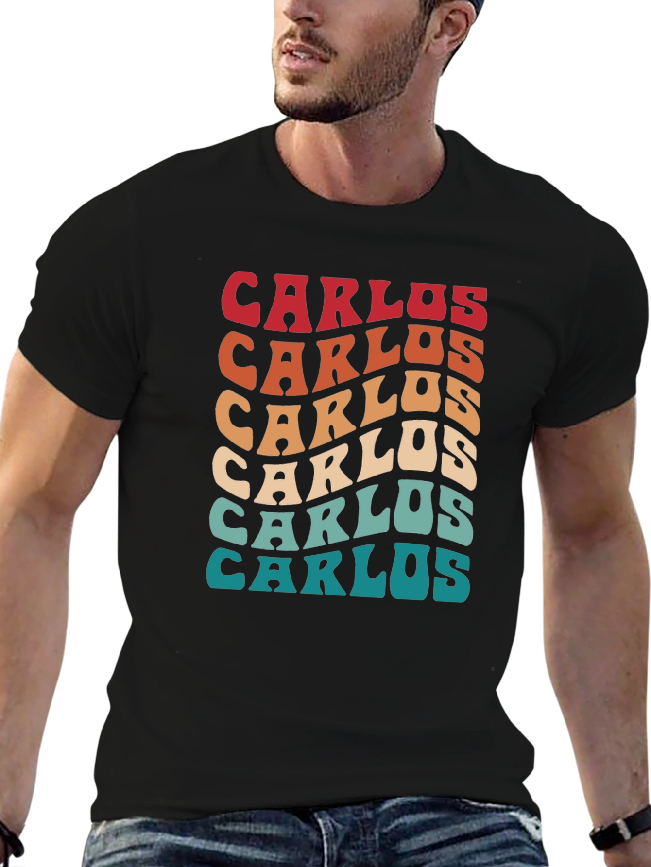 Carlos Retro Wavy Text T-Shirt