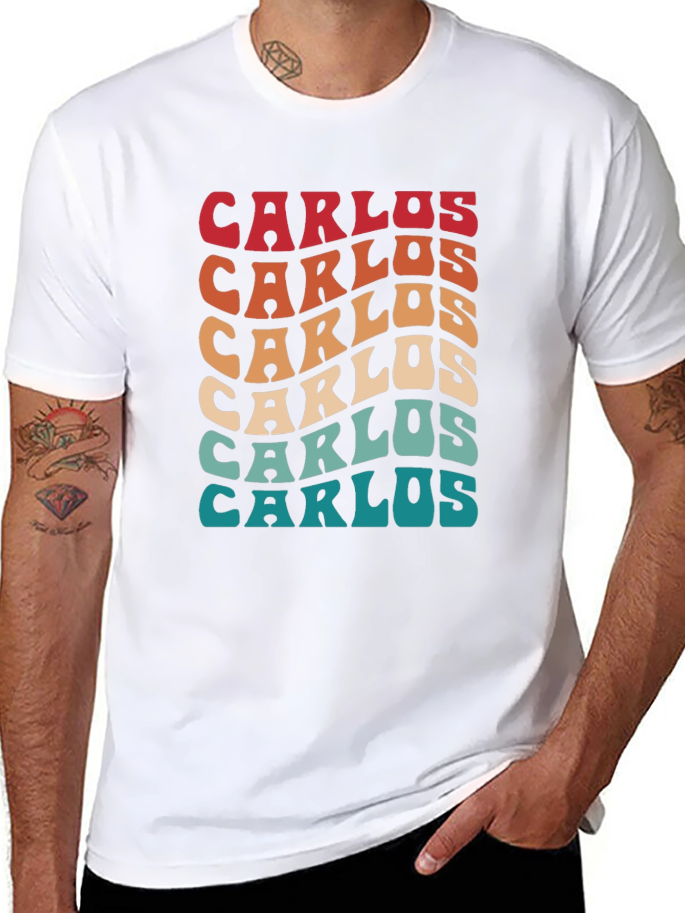 Carlos Retro Wavy Text T-Shirt