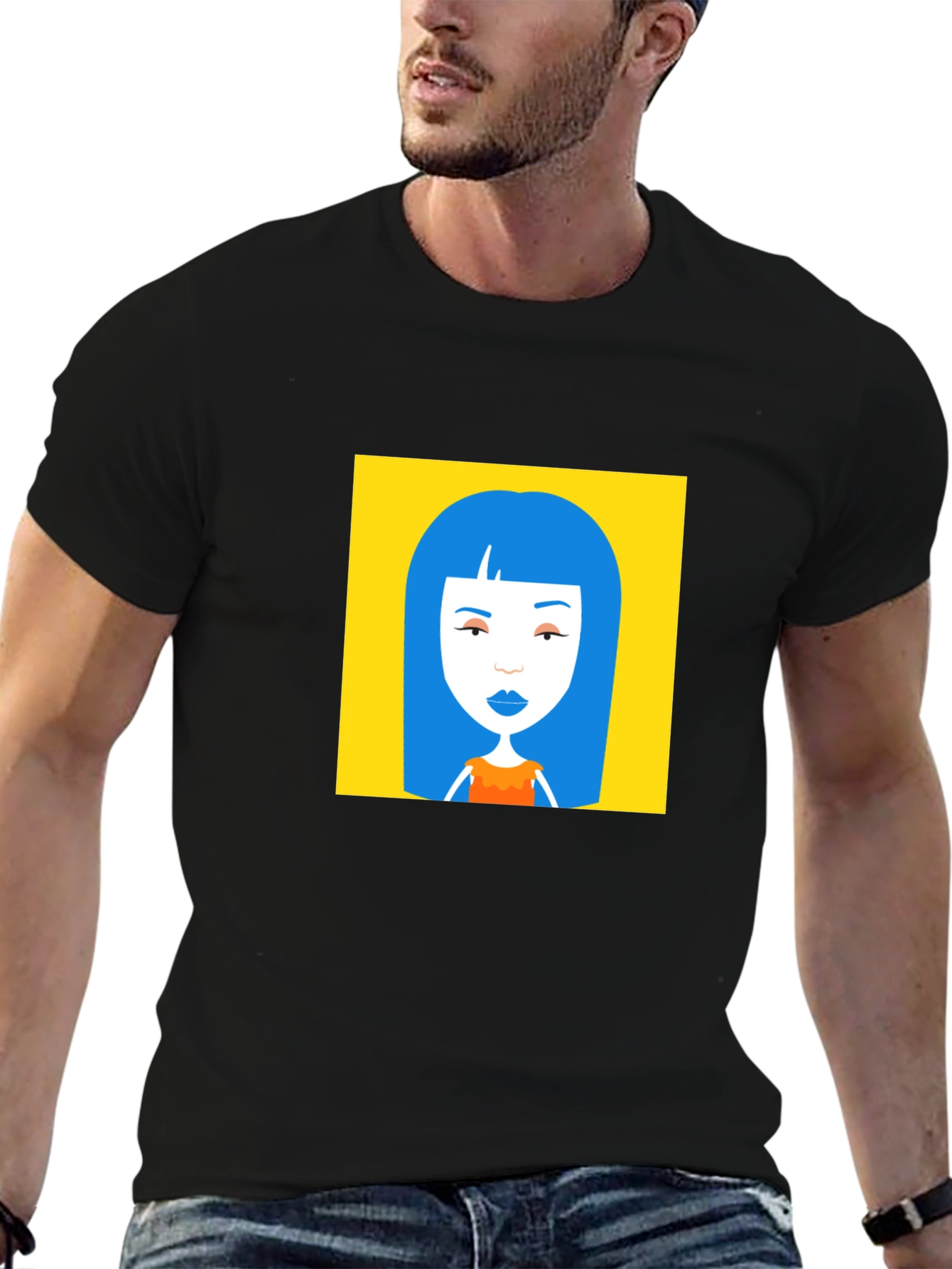 Graphic Tee - Blue Hair Cartoon Art