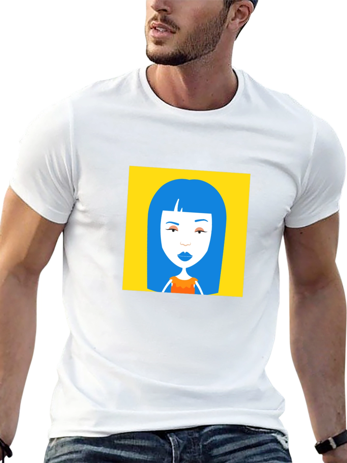 Graphic Tee - Blue Hair Cartoon Art
