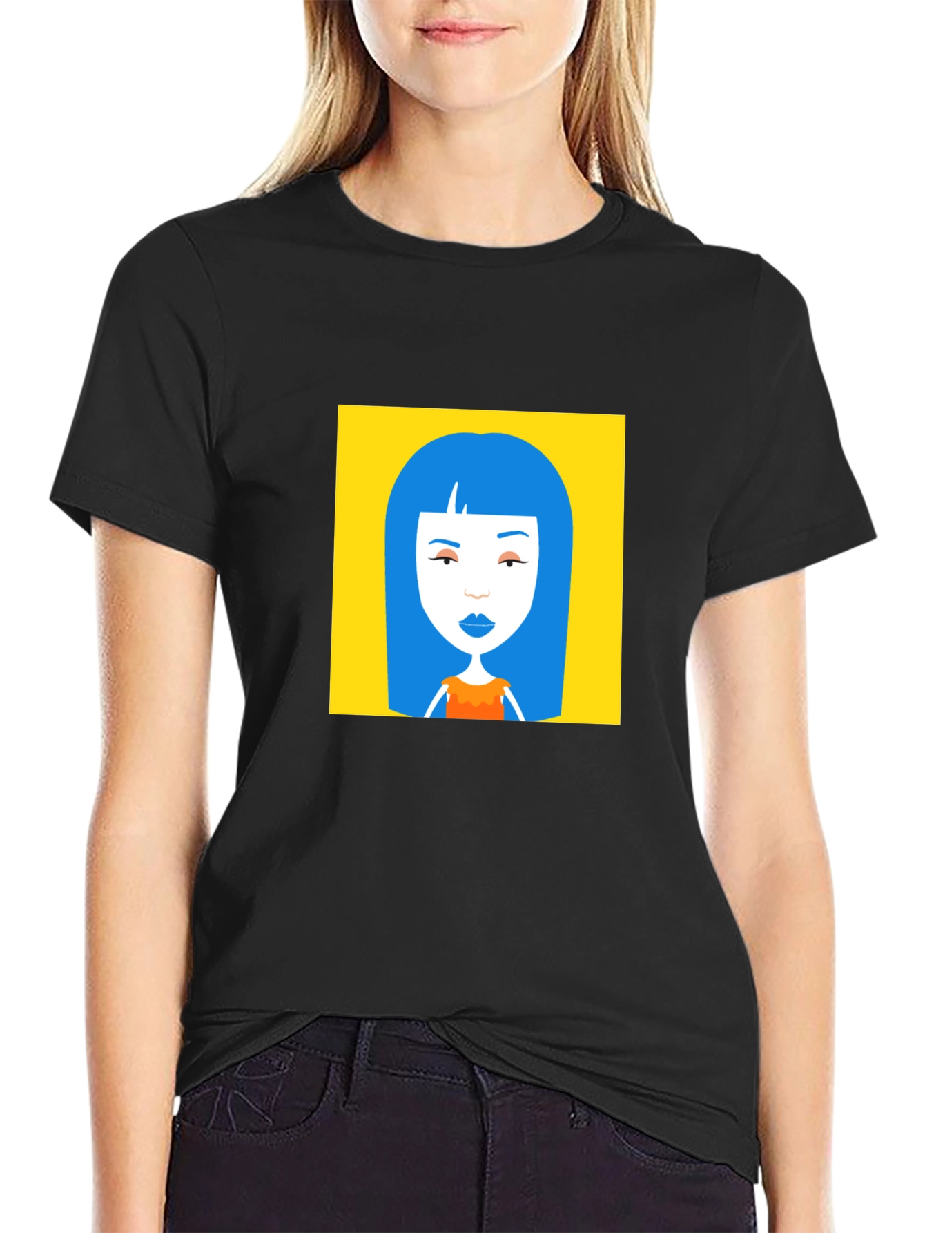 Graphic Tee - Blue Hair Cartoon Art