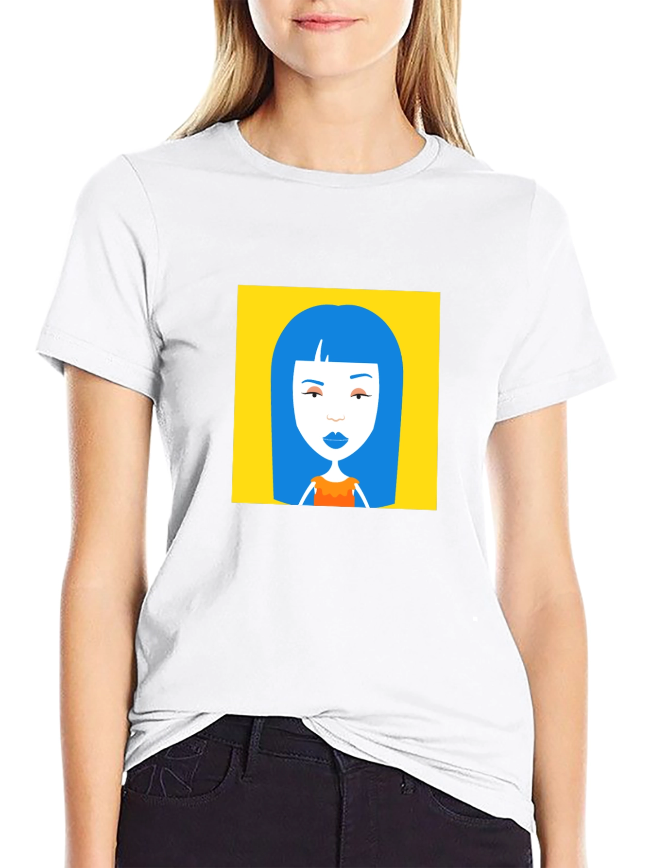 Graphic Tee - Blue Hair Cartoon Art