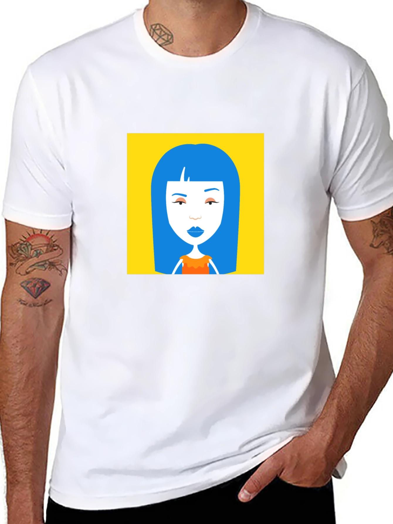 Graphic Tee - Blue Hair Cartoon Art
