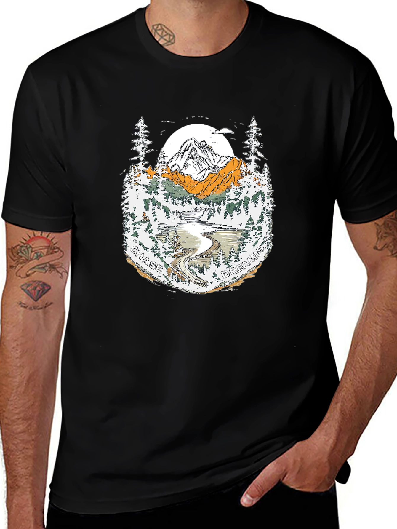 Chase Dreams Mountain Scene Graphic Tee