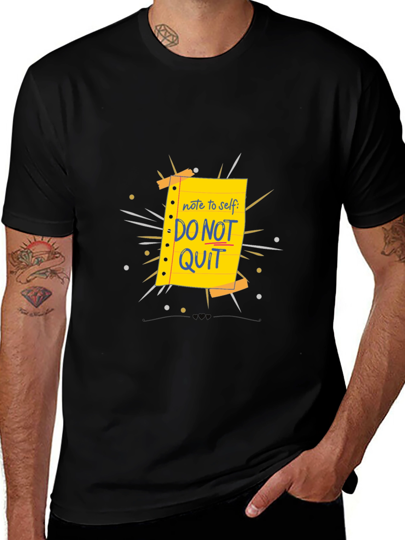 Motivational Do Not Quit Graphic T-Shirt - Black