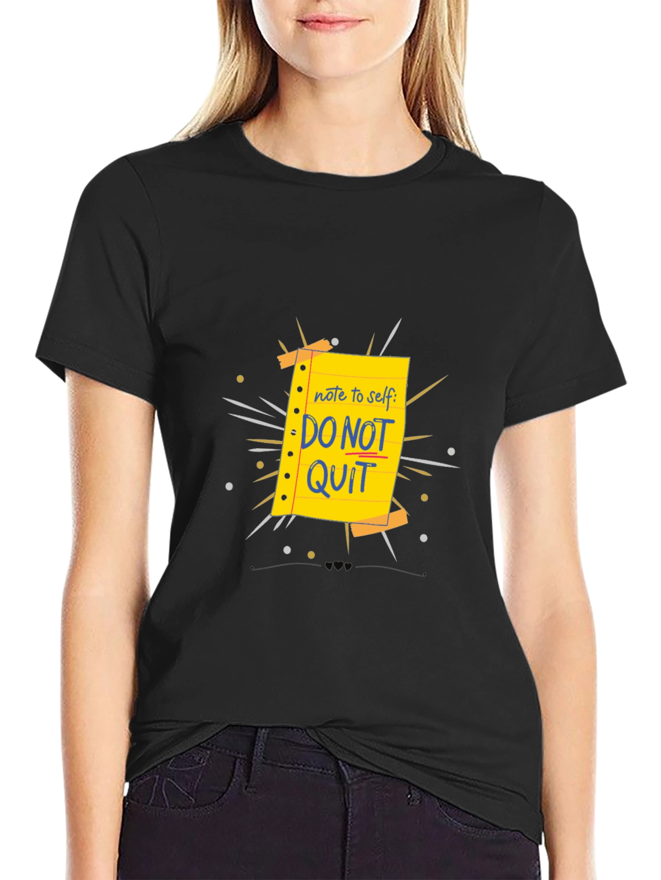 Motivational Do Not Quit Graphic T-Shirt - Black