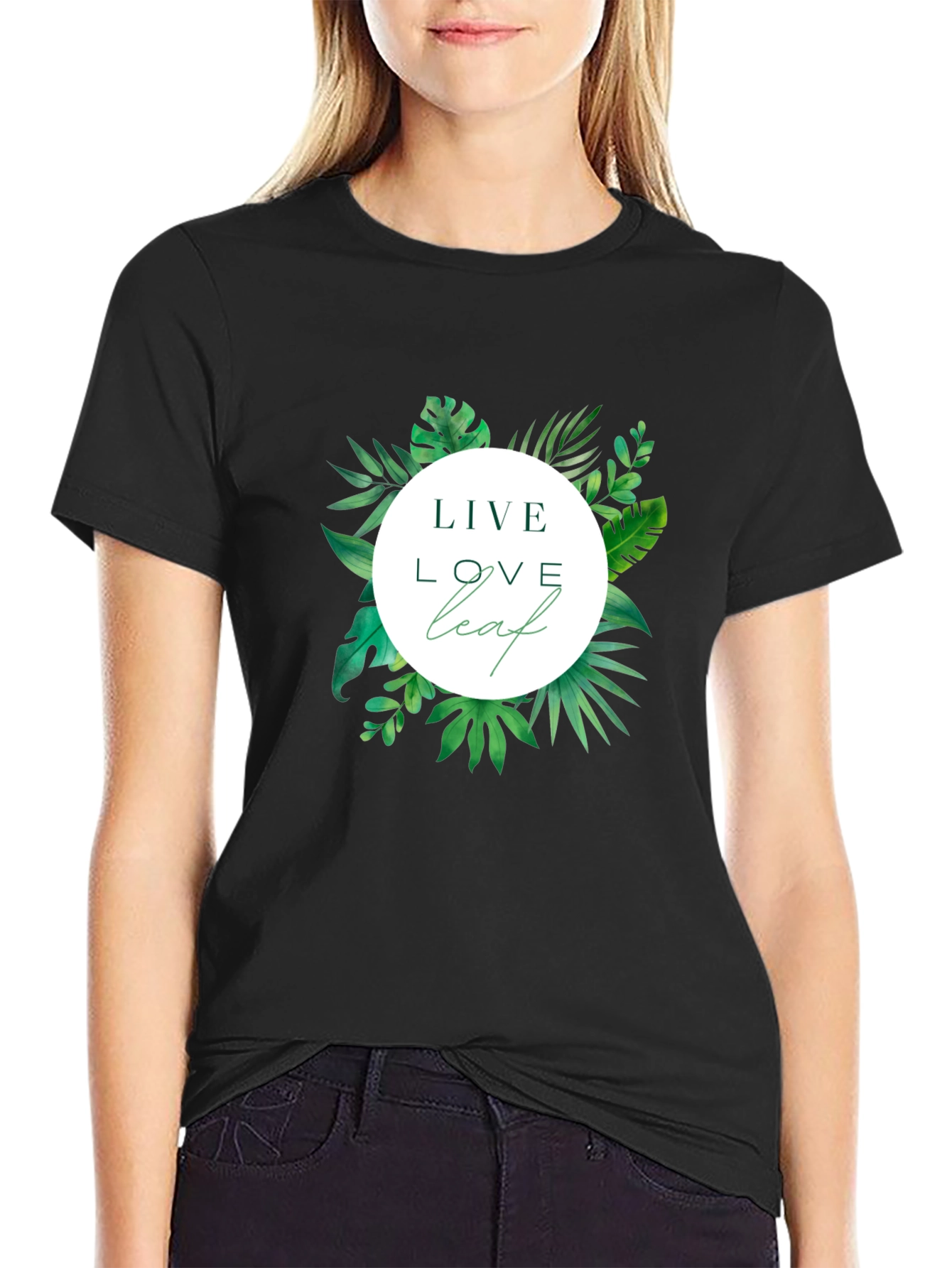 Live Love Leaf Black T-Shirt