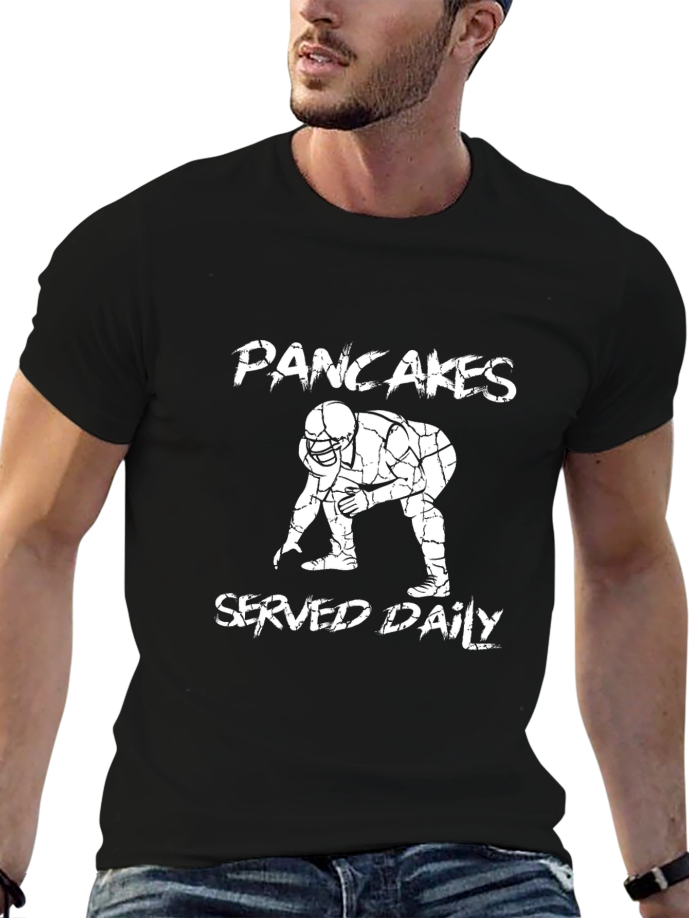 Pancakes Served Daily Football Graphic T-Shirt