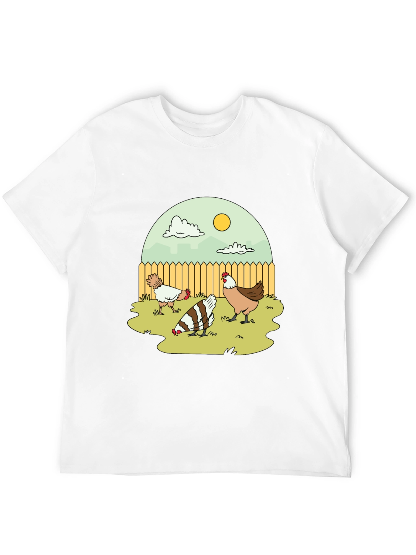 Cartoon Chicken Coop T-Shirt - Black