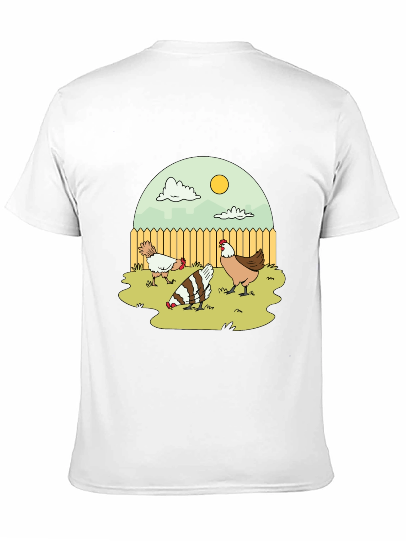 Cartoon Chicken Coop T-Shirt - Black
