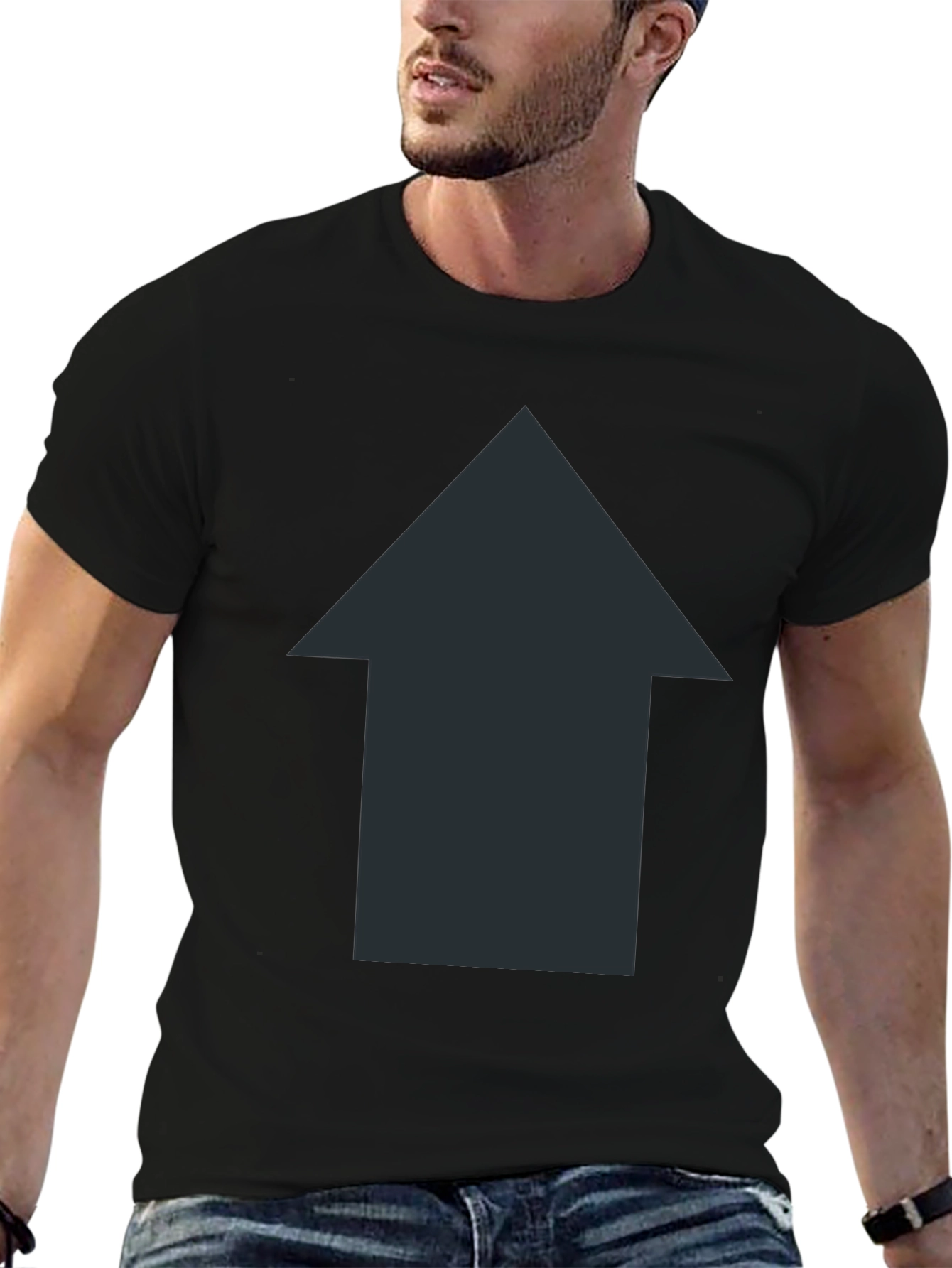 Upward Arrow Black T-Shirt - Simple Design
