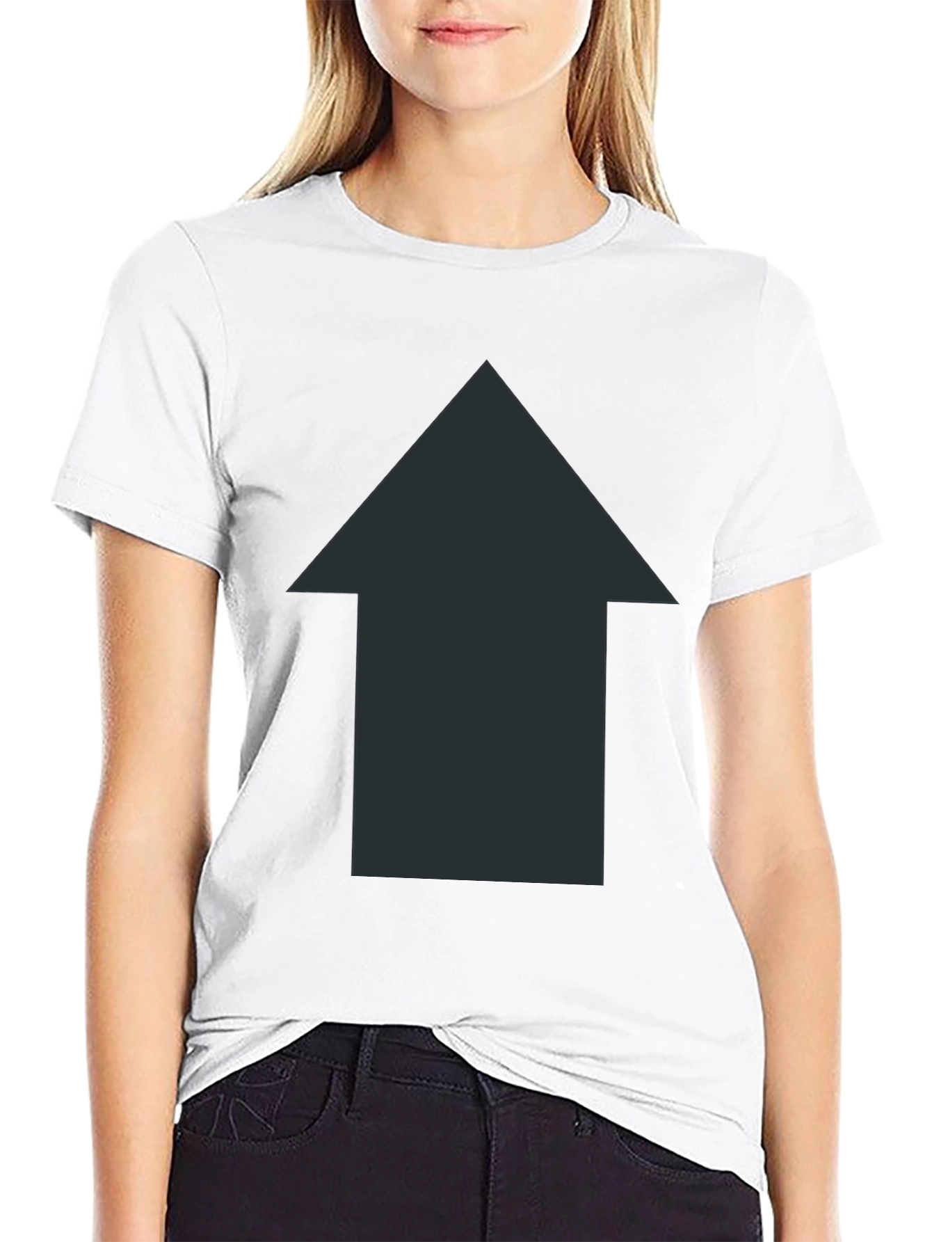 Upward Arrow Black T-Shirt - Simple Design