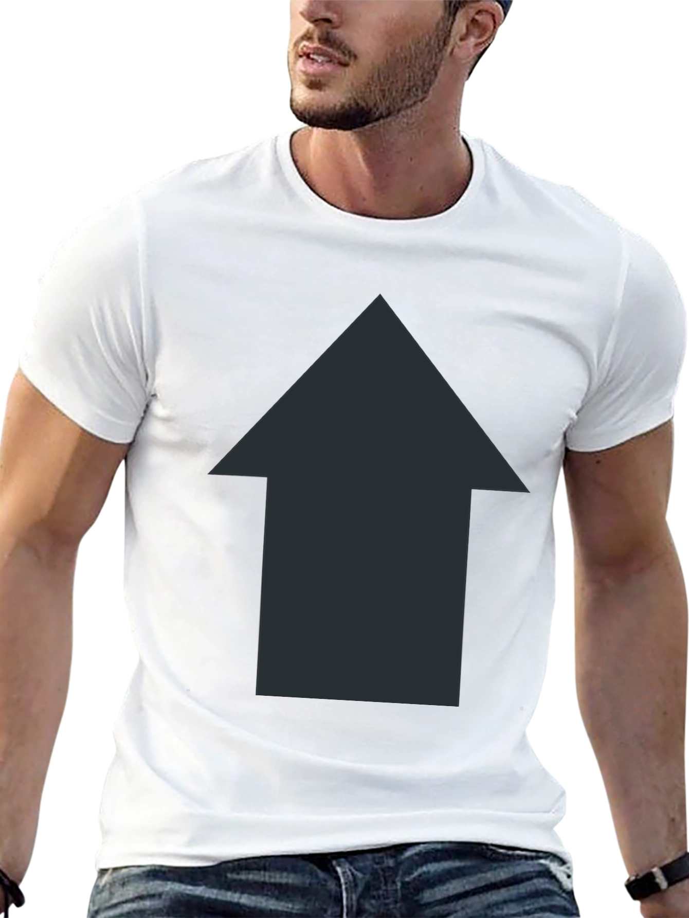 Upward Arrow Black T-Shirt - Simple Design