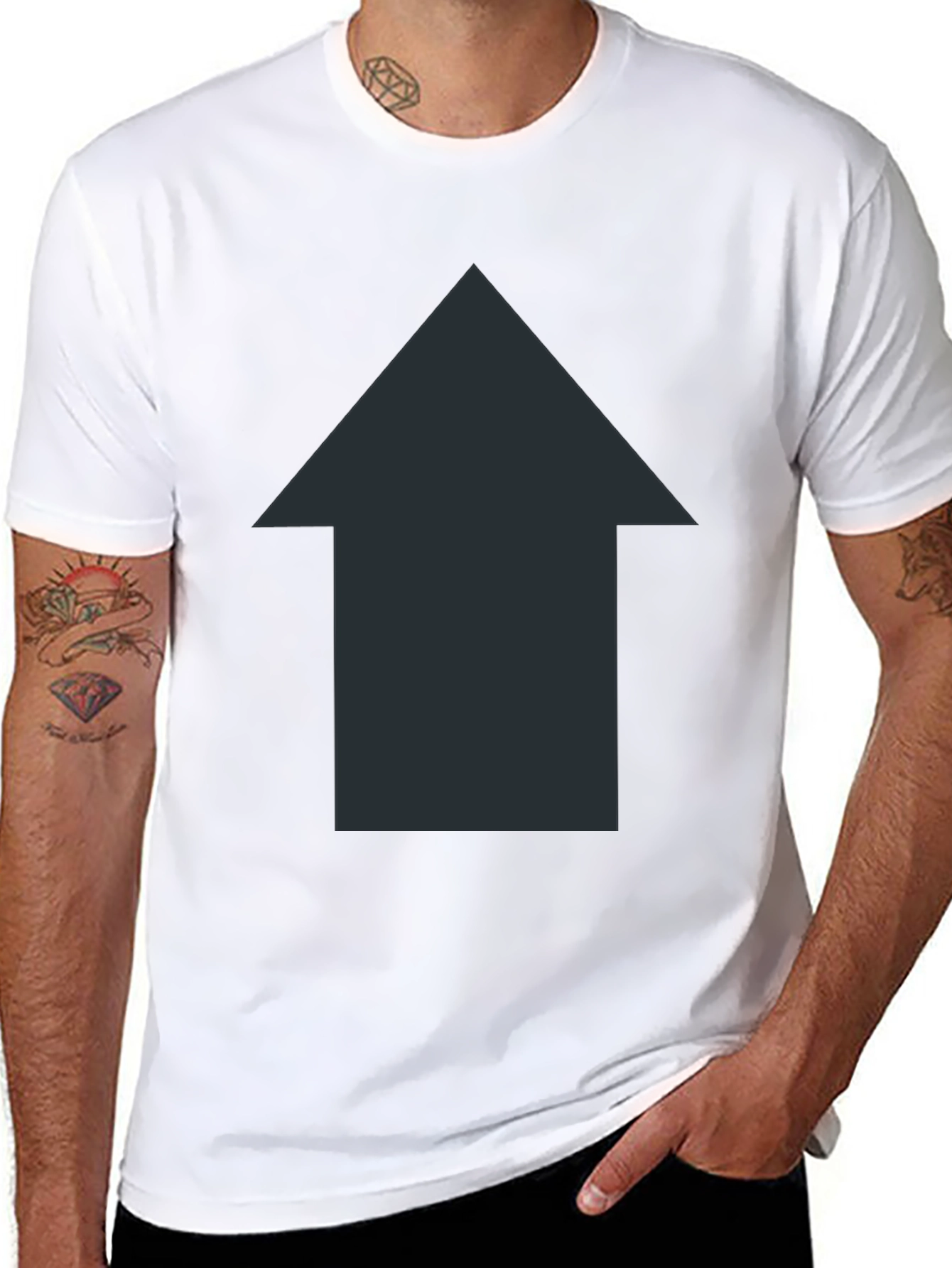 Upward Arrow Black T-Shirt - Simple Design
