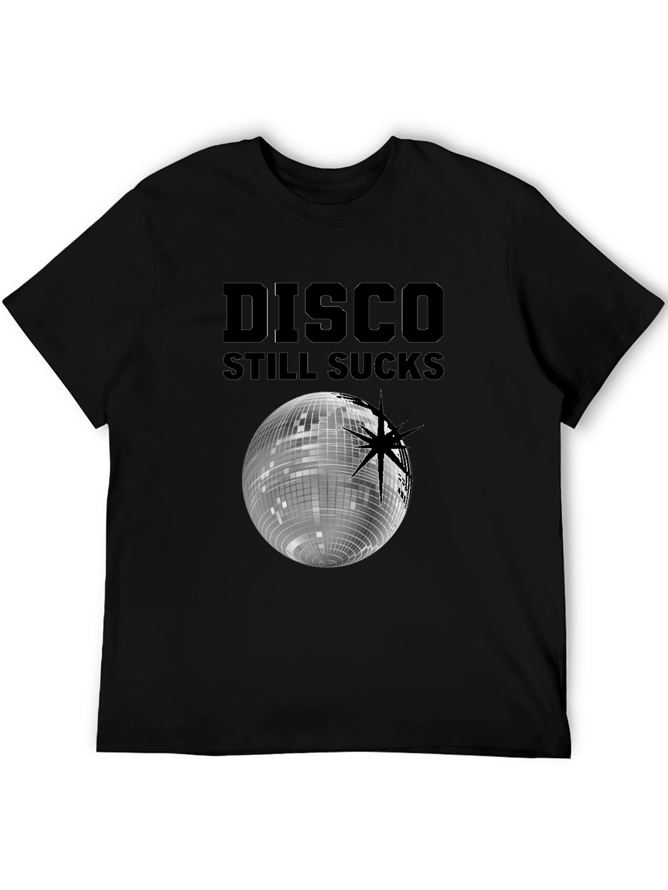Disco Still Sucks Black Graphic T-Shirt