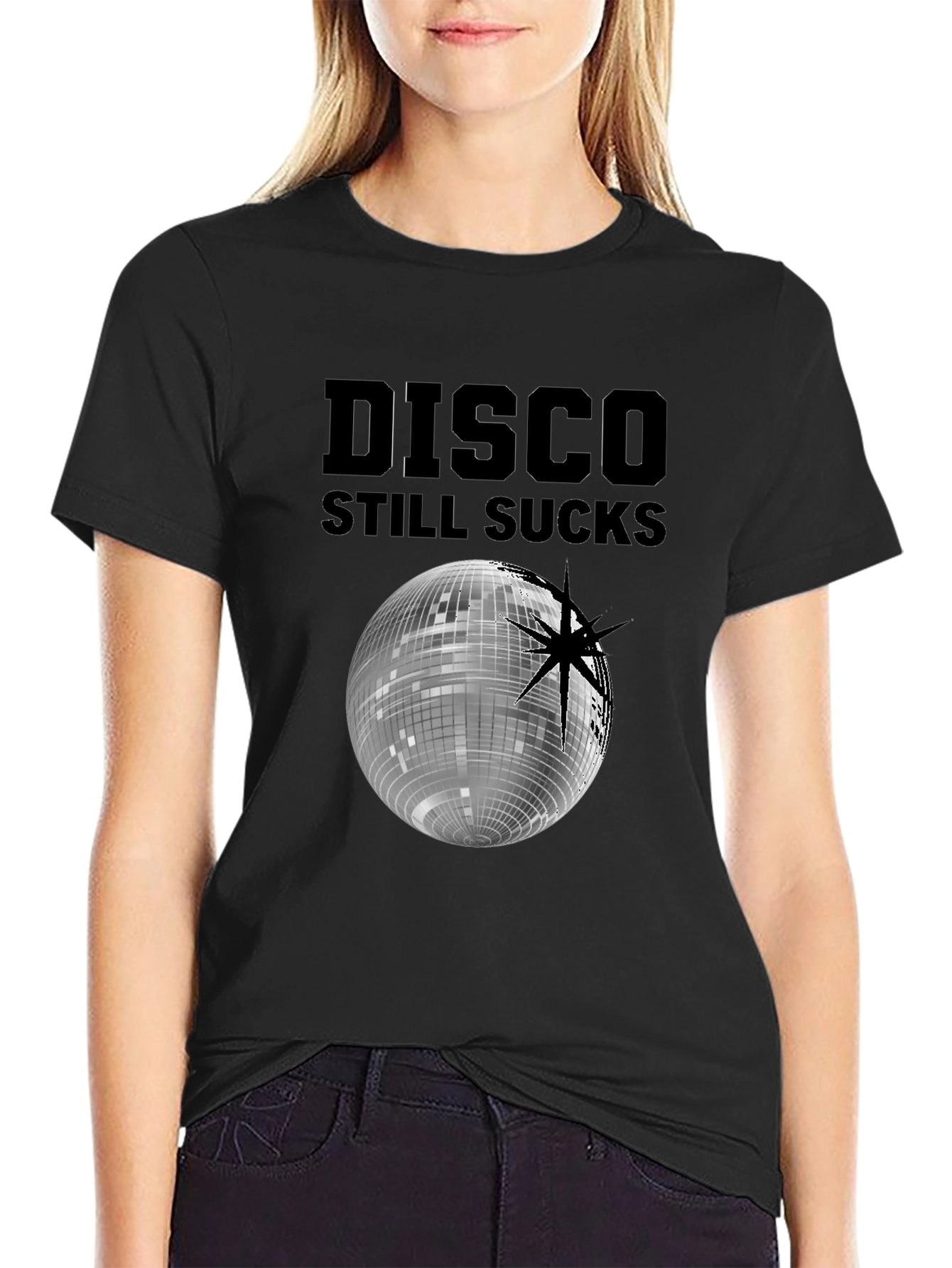 Disco Still Sucks Black Graphic T-Shirt
