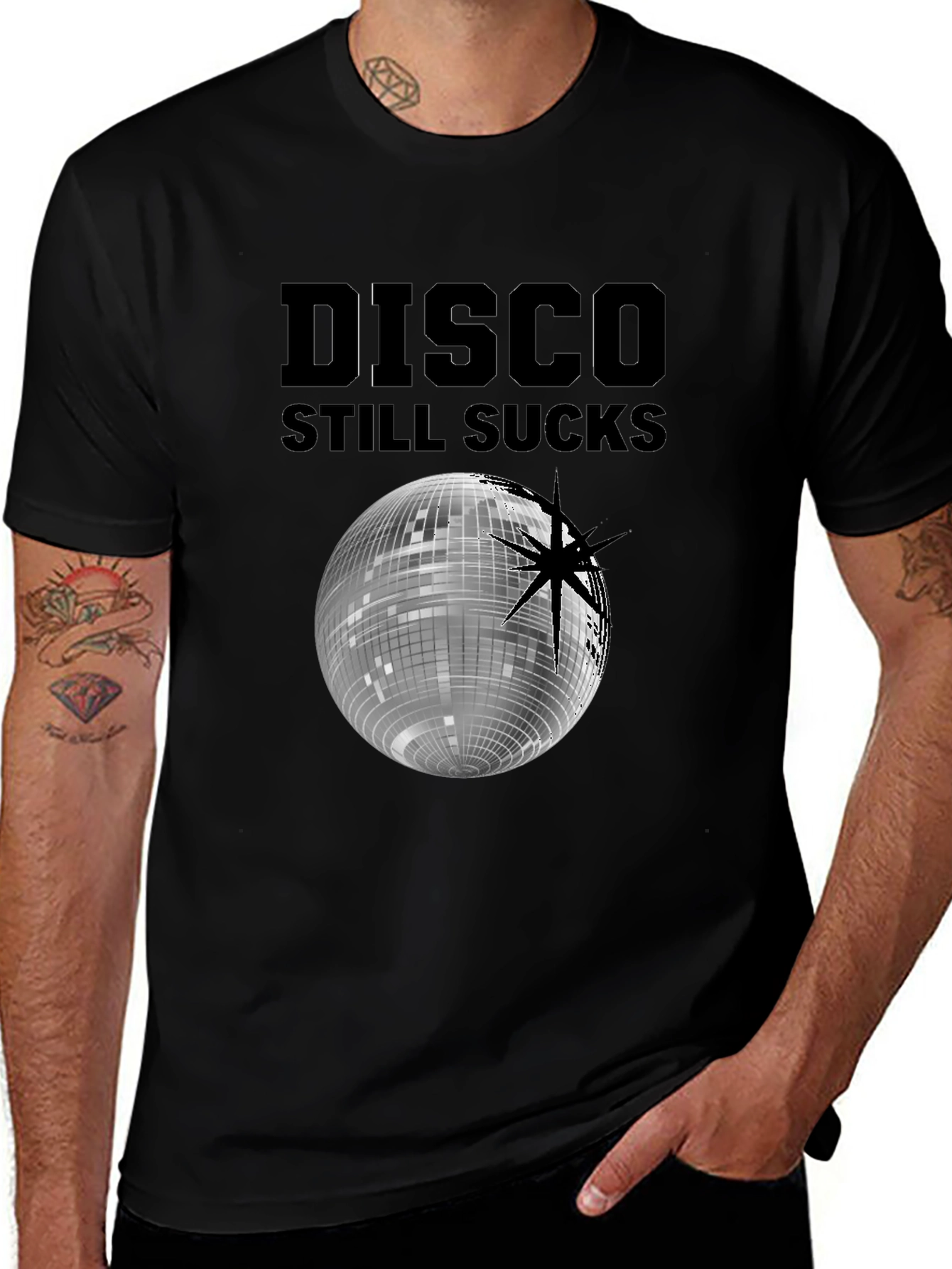 Disco Still Sucks Black Graphic T-Shirt